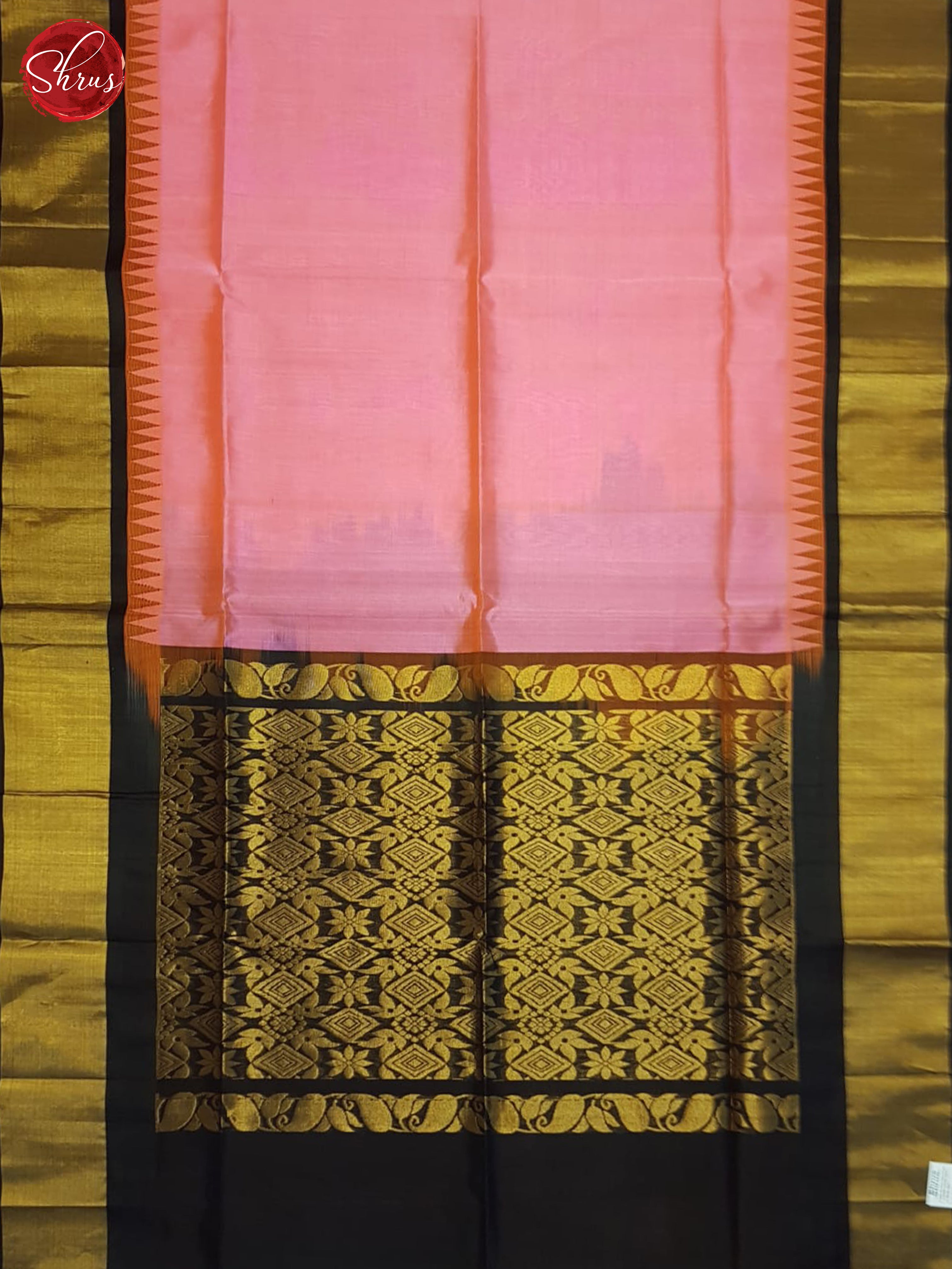 Pink And Black- Silk Cotton Saree - Shop on ShrusEternity.com