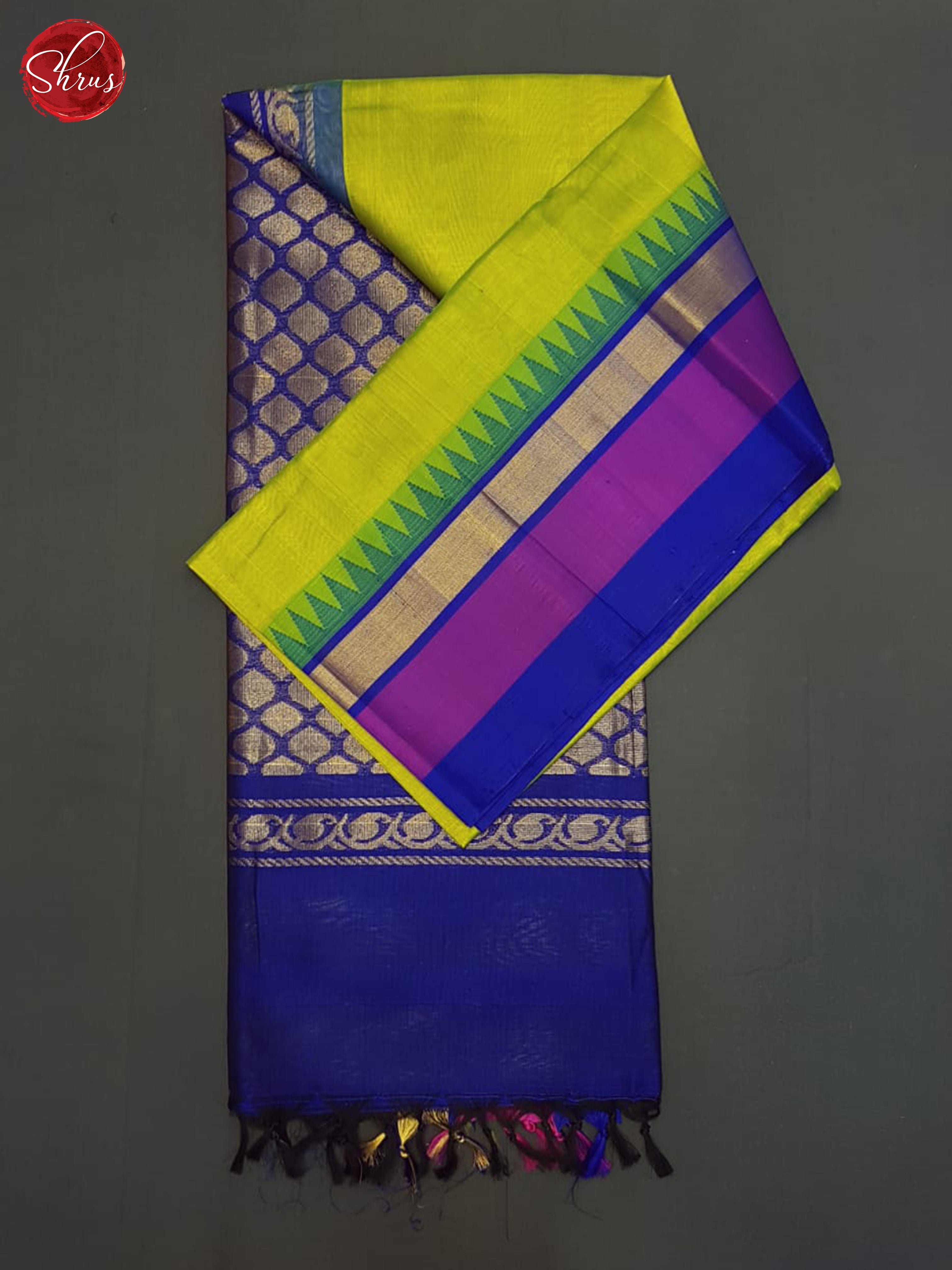 Green And Blue- Silk Cotton Saree - Shop on ShrusEternity.com