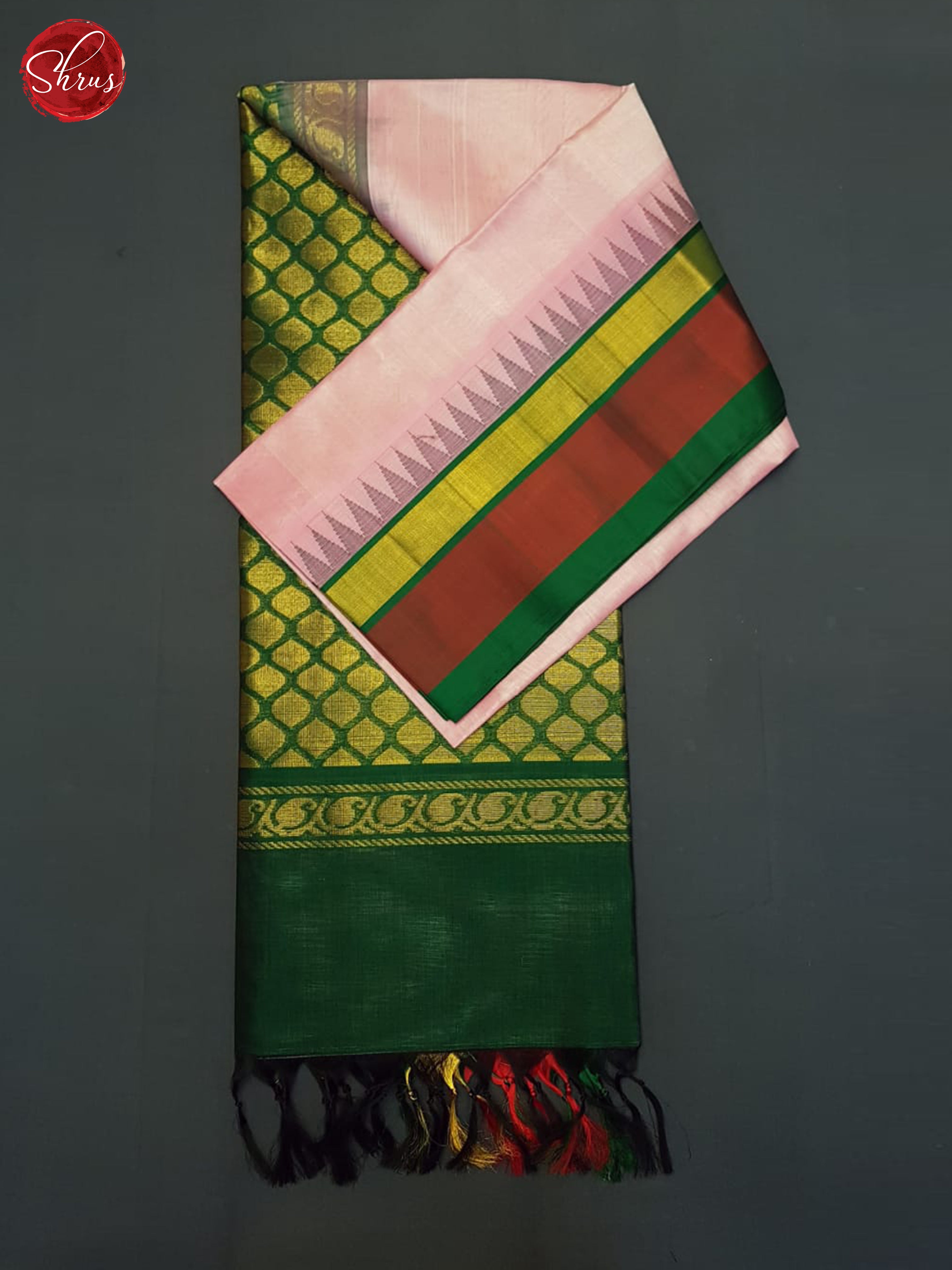 Pink And Green- Silk Cotton Saree - Shop on ShrusEternity.com