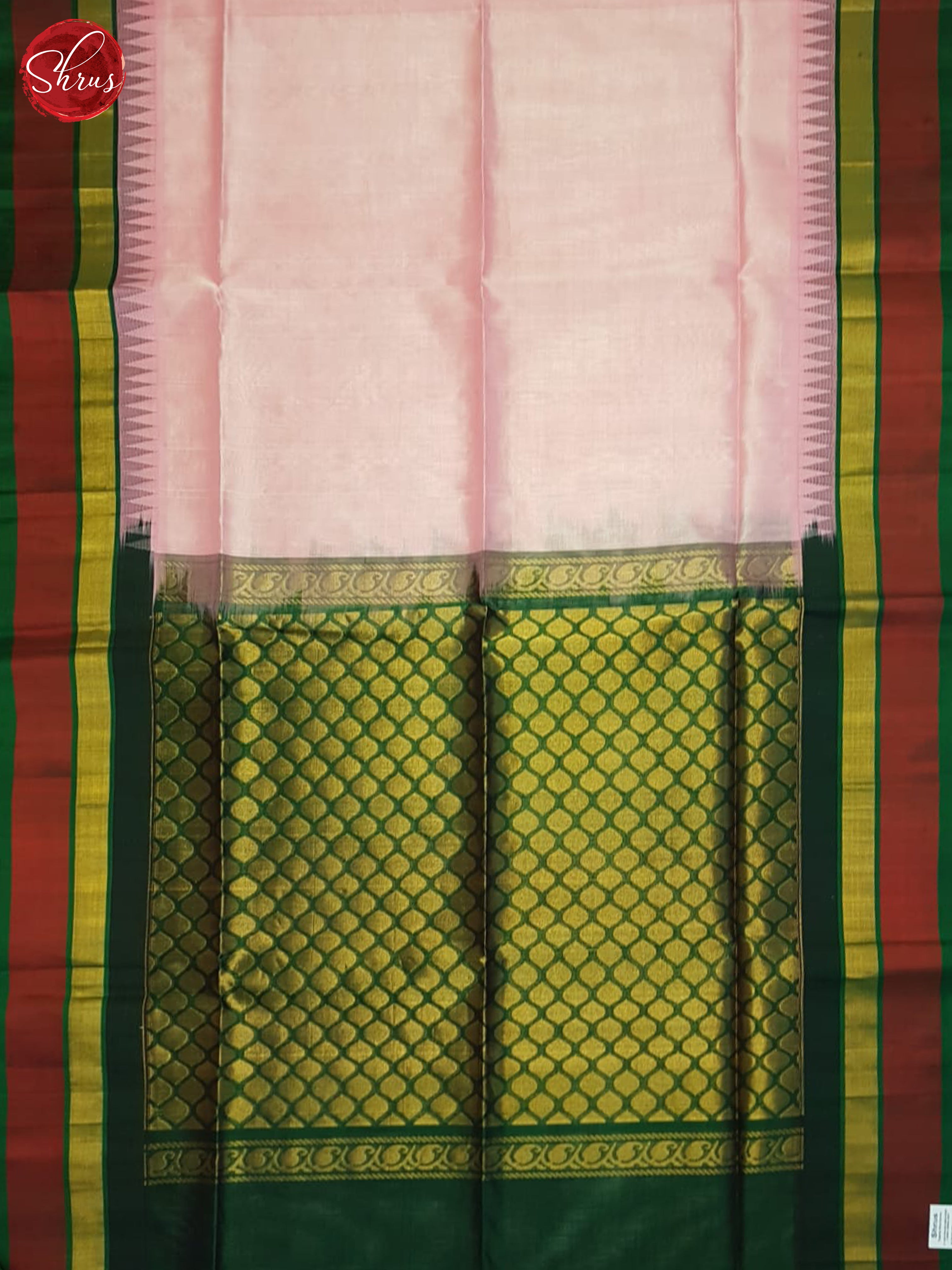 Pink And Green- Silk Cotton Saree - Shop on ShrusEternity.com