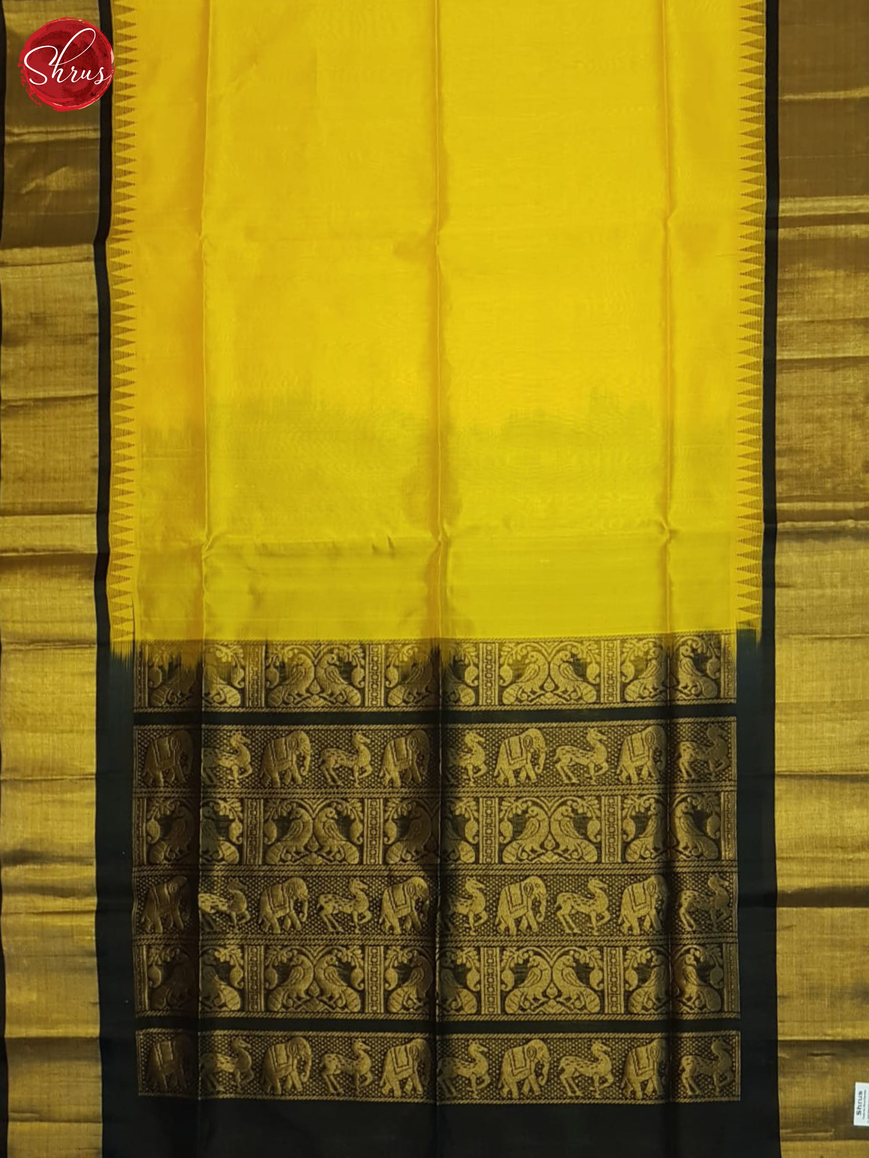 Yellow And Black- Silk Cotton saree - Shop on ShrusEternity.com