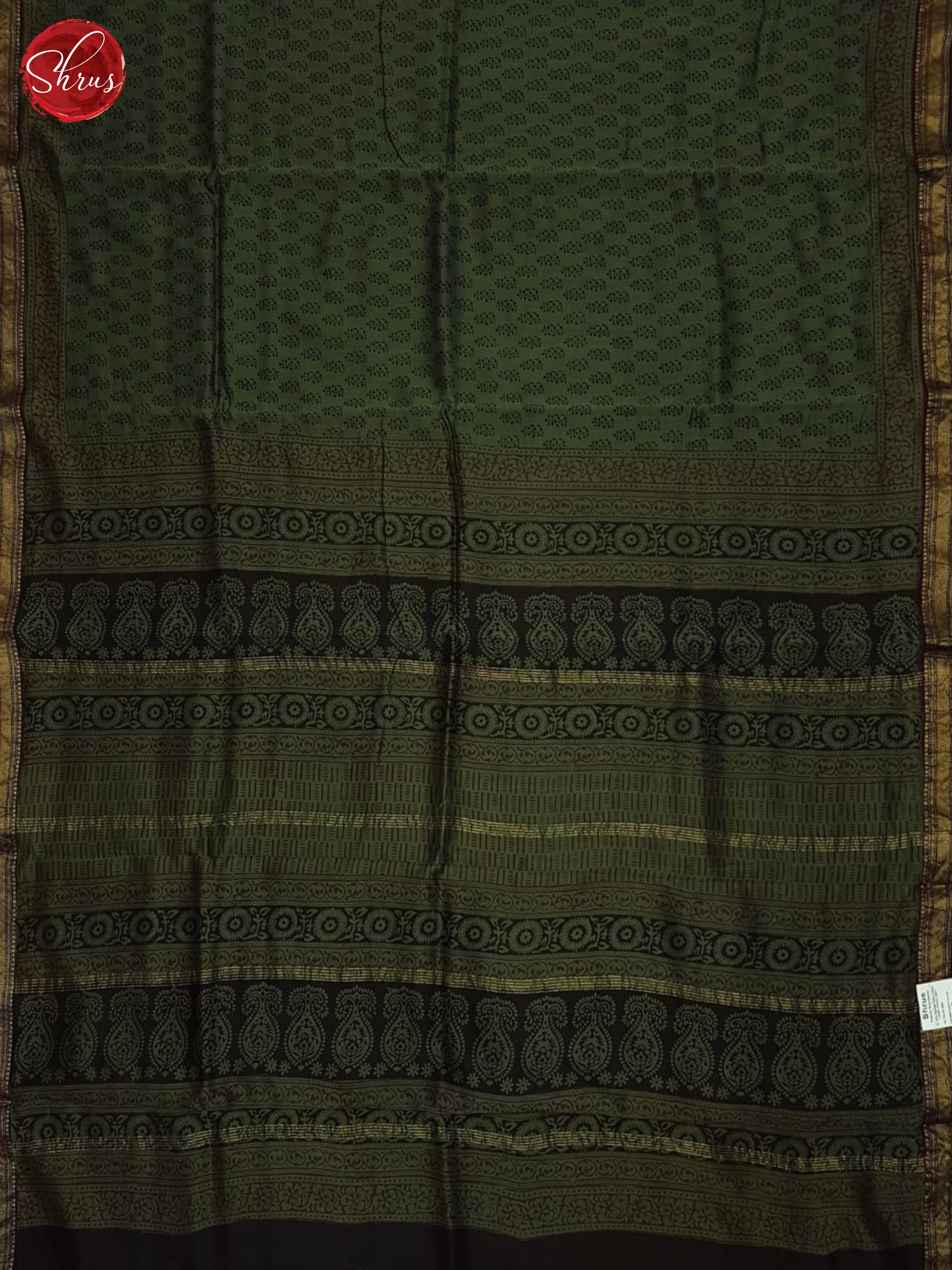 Green And Black- Maheshwari Silk Cotton Saree - Shop on ShrusEternity.com