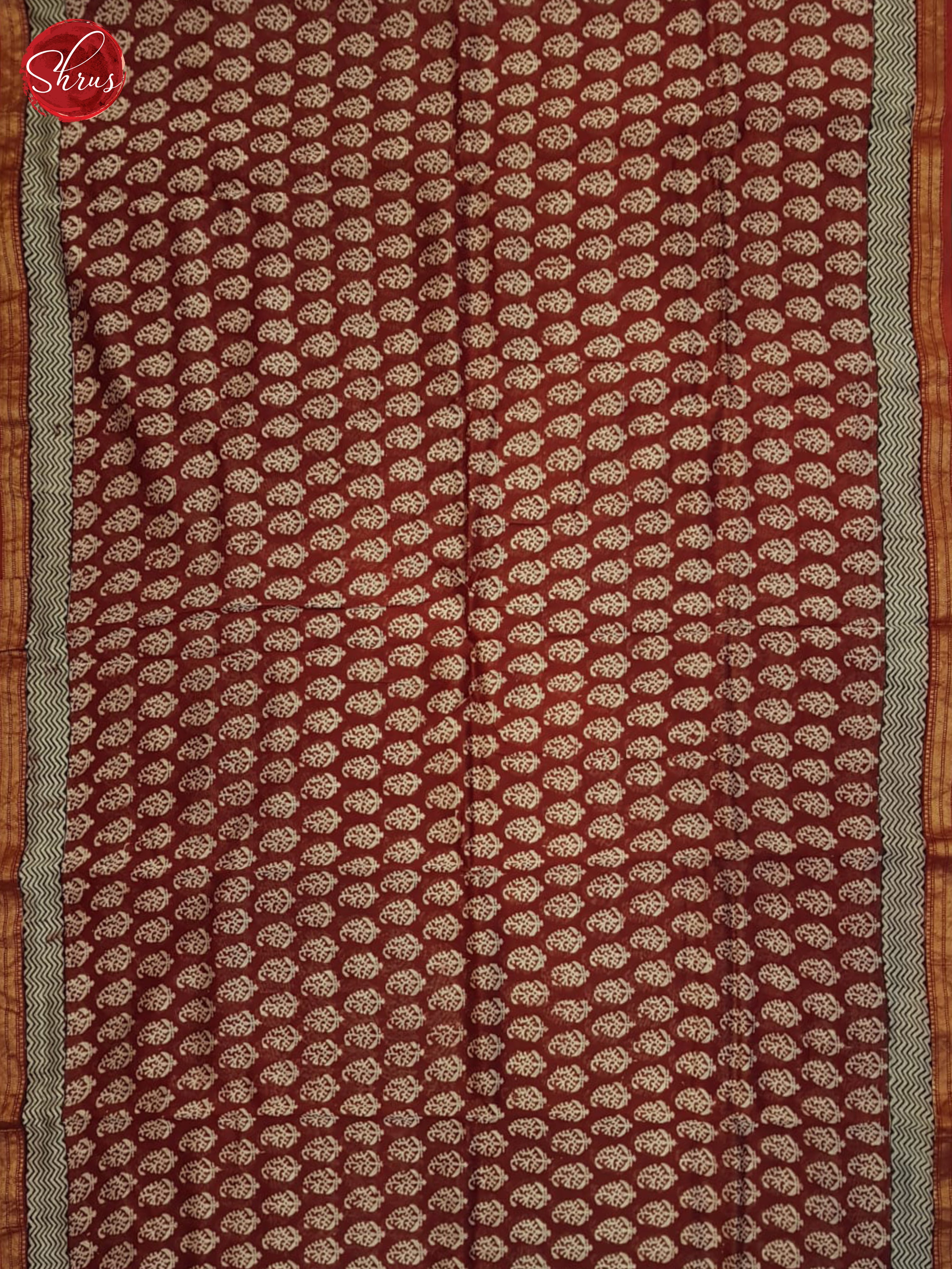 Red And Cream- Maheshwari Silk Cotton saree - Shop on ShrusEternity.com