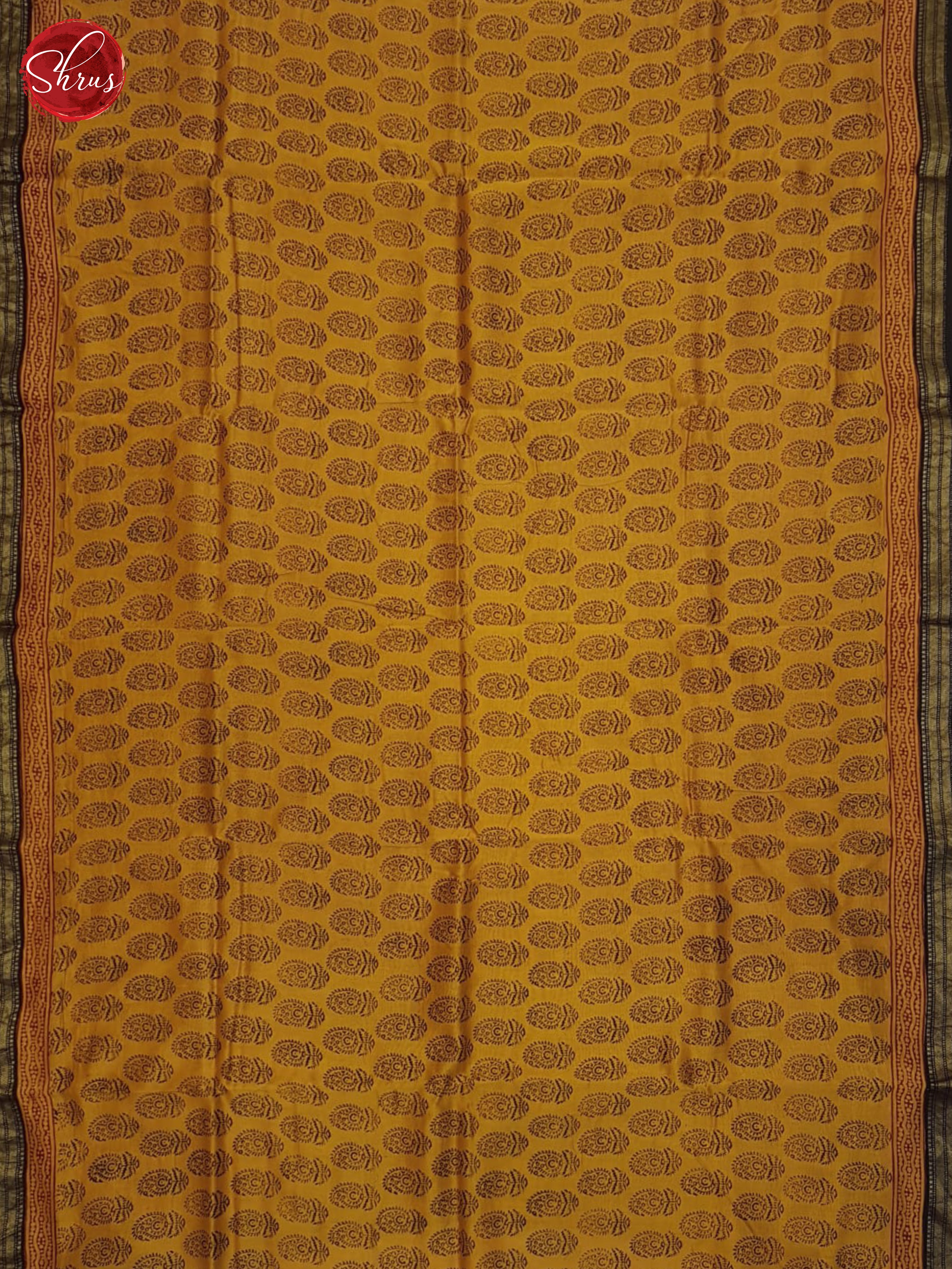Fire Orange And Black-Maheshwari Silk Cotton Saree - Shop on ShrusEternity.com