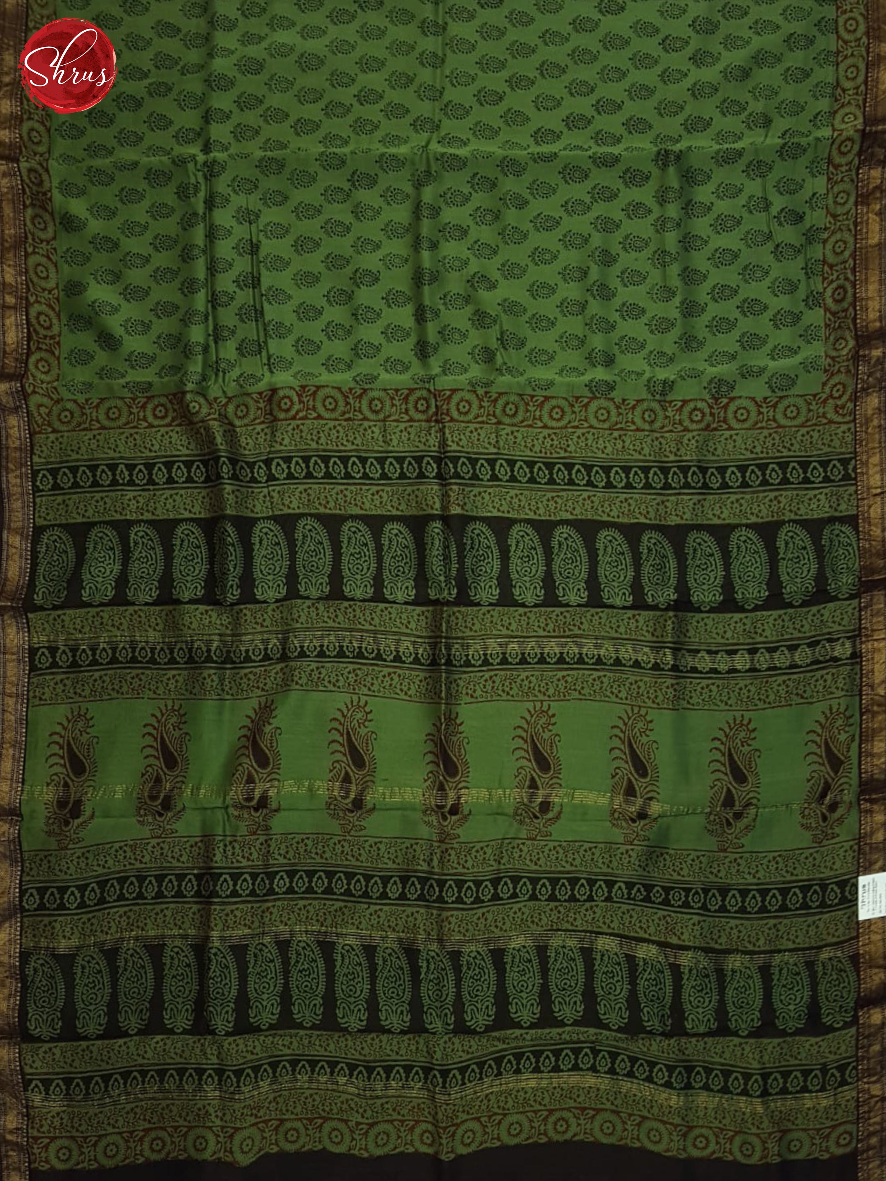 Green And Black- Maheshwari Silk Cotton Saree - Shop on ShrusEternity.com