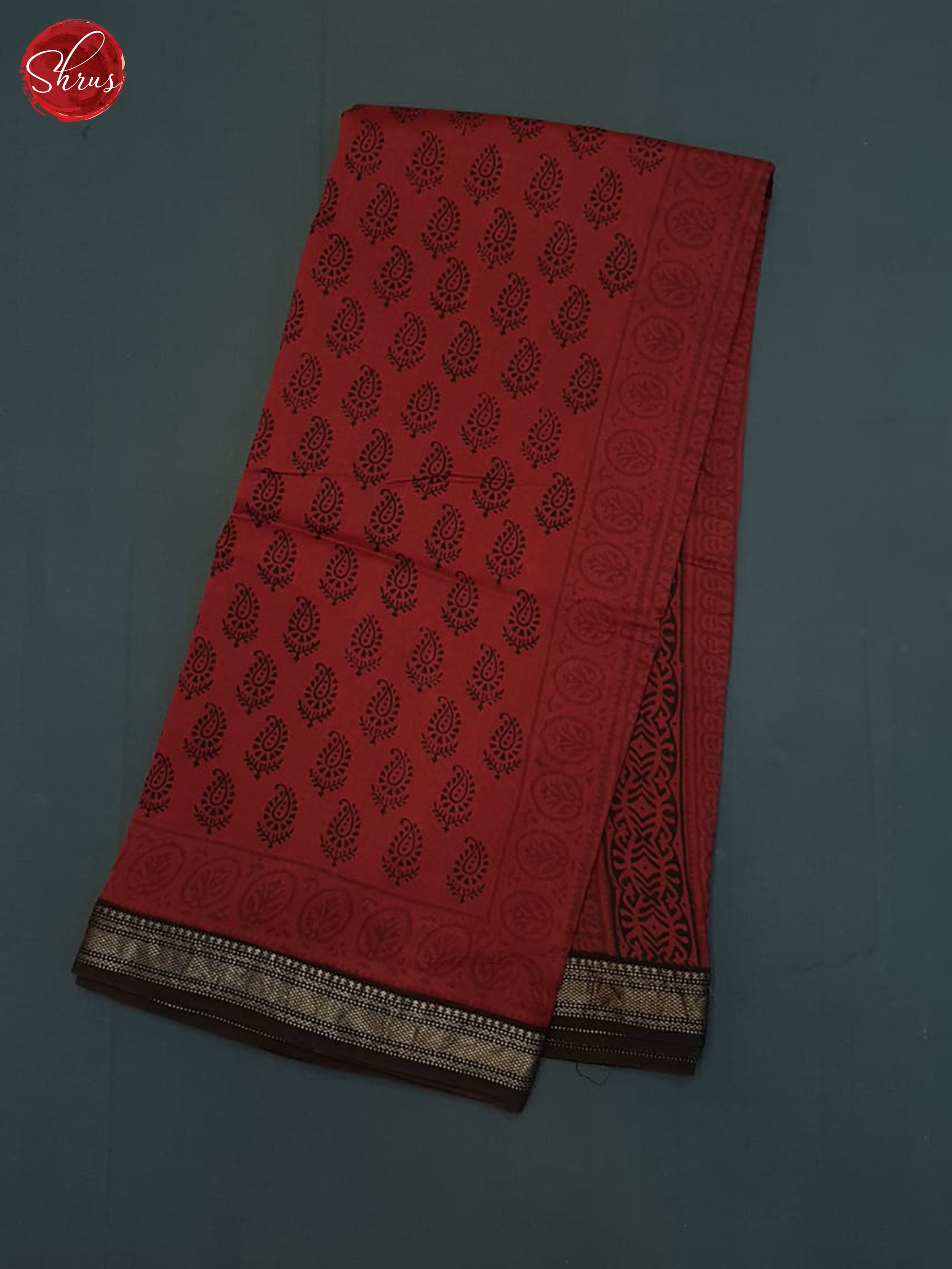 Red And Black- Maheshwari Silk Cotton Saree - Shop on ShrusEternity.com