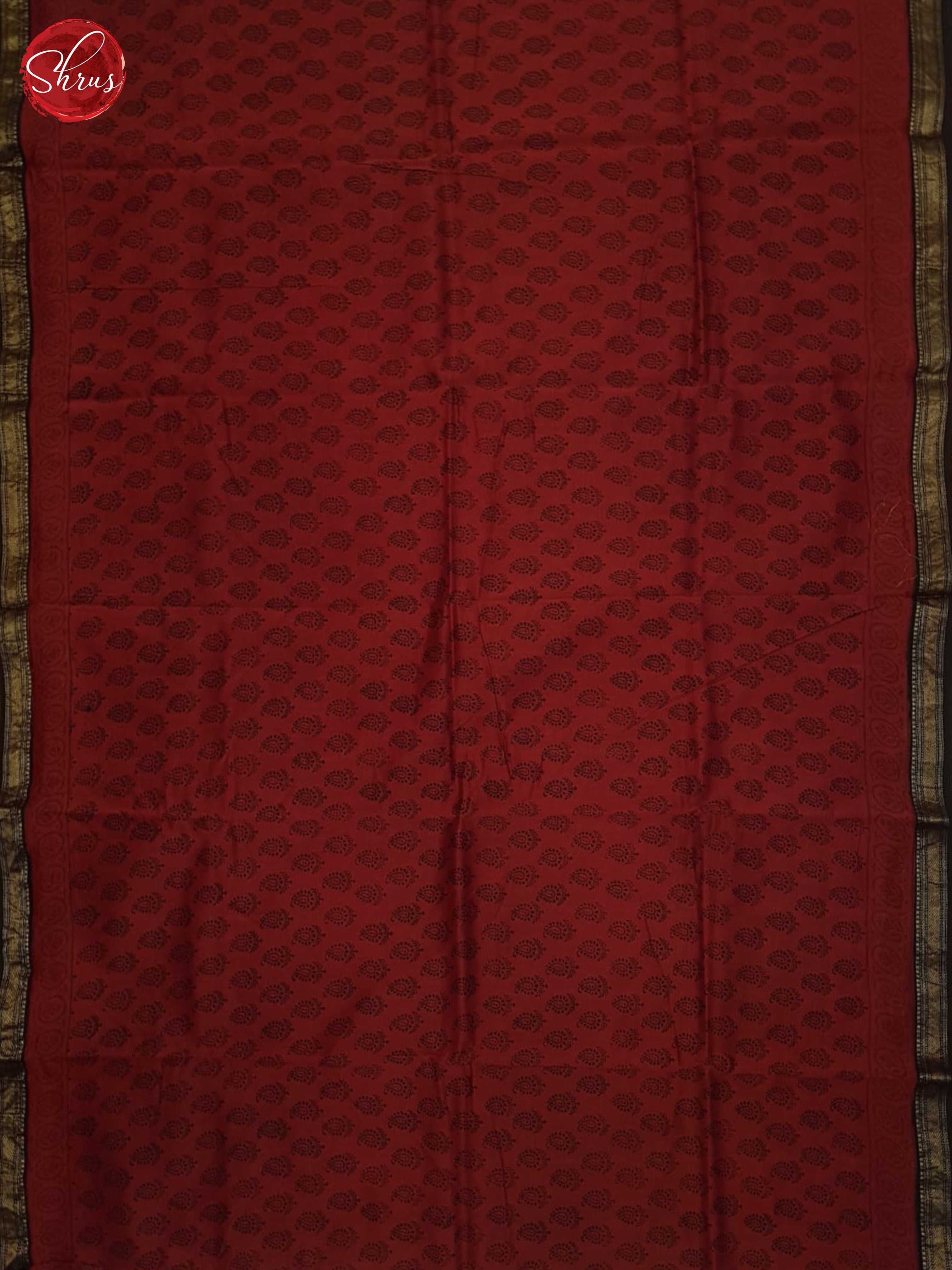 Red And Black- Maheshwari Silk Cotton Saree - Shop on ShrusEternity.com