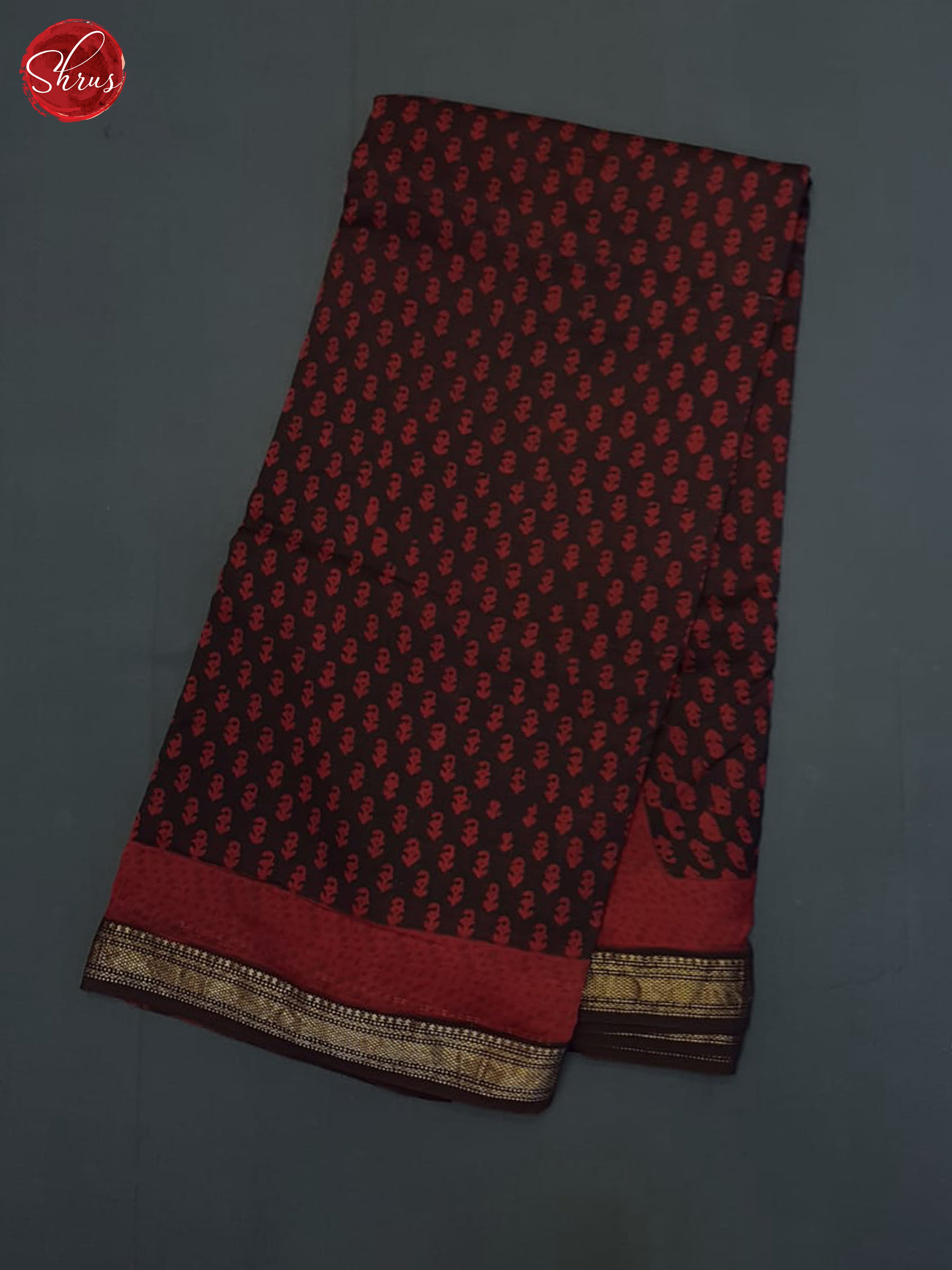 Black And Red-Maheshwari Silk Cotton Saree - Shop on ShrusEternity.com