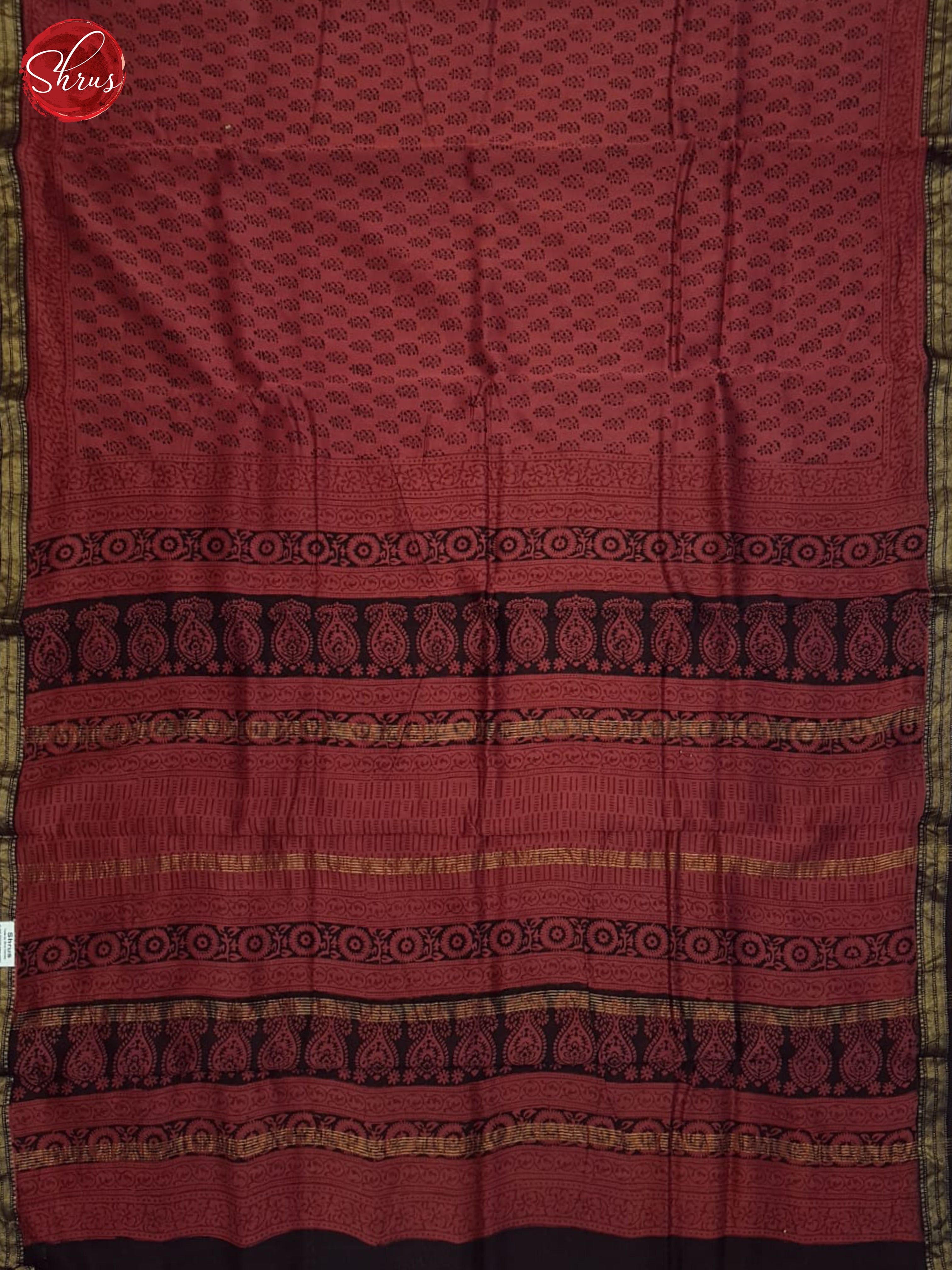 Red And Black- Maheshwari Silk Cotton Saree - Shop on ShrusEternity.com
