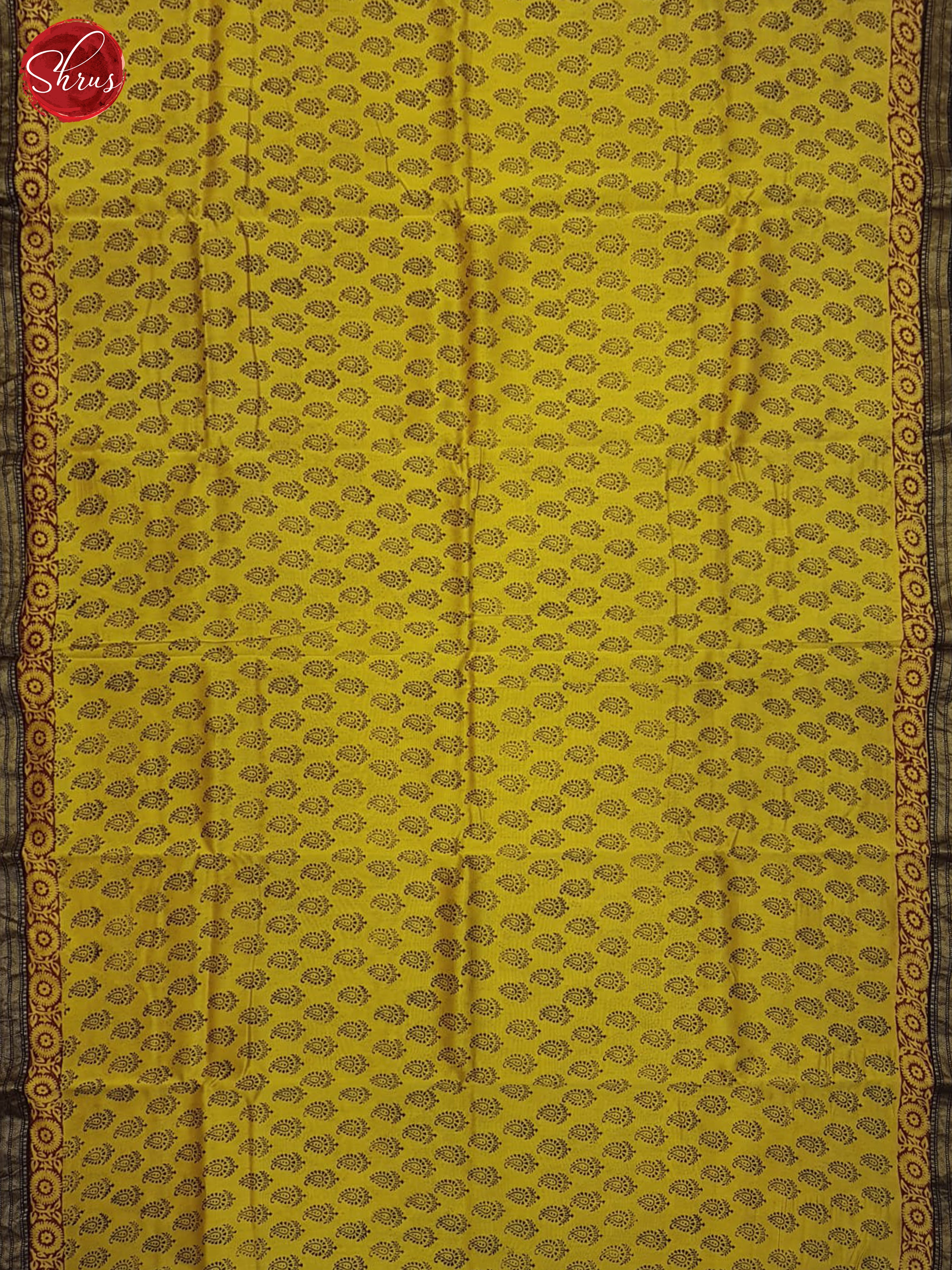 Mustard And Black- Maheshwari Silk Cotton Saree - Shop on ShrusEternity.com