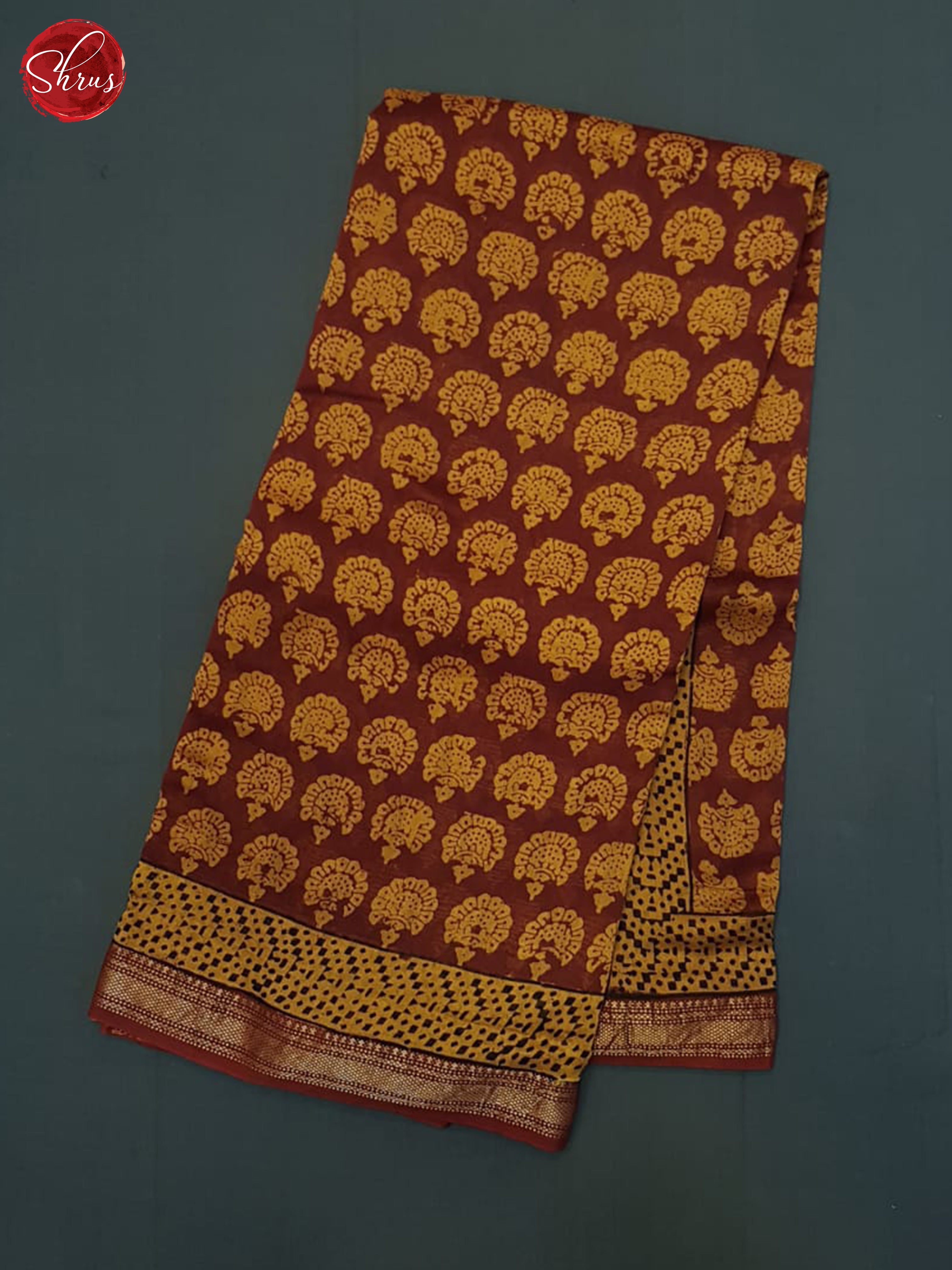 Maroon & Mustard - Maheshwari Silk Cotton Saree - Shop on ShrusEternity.com