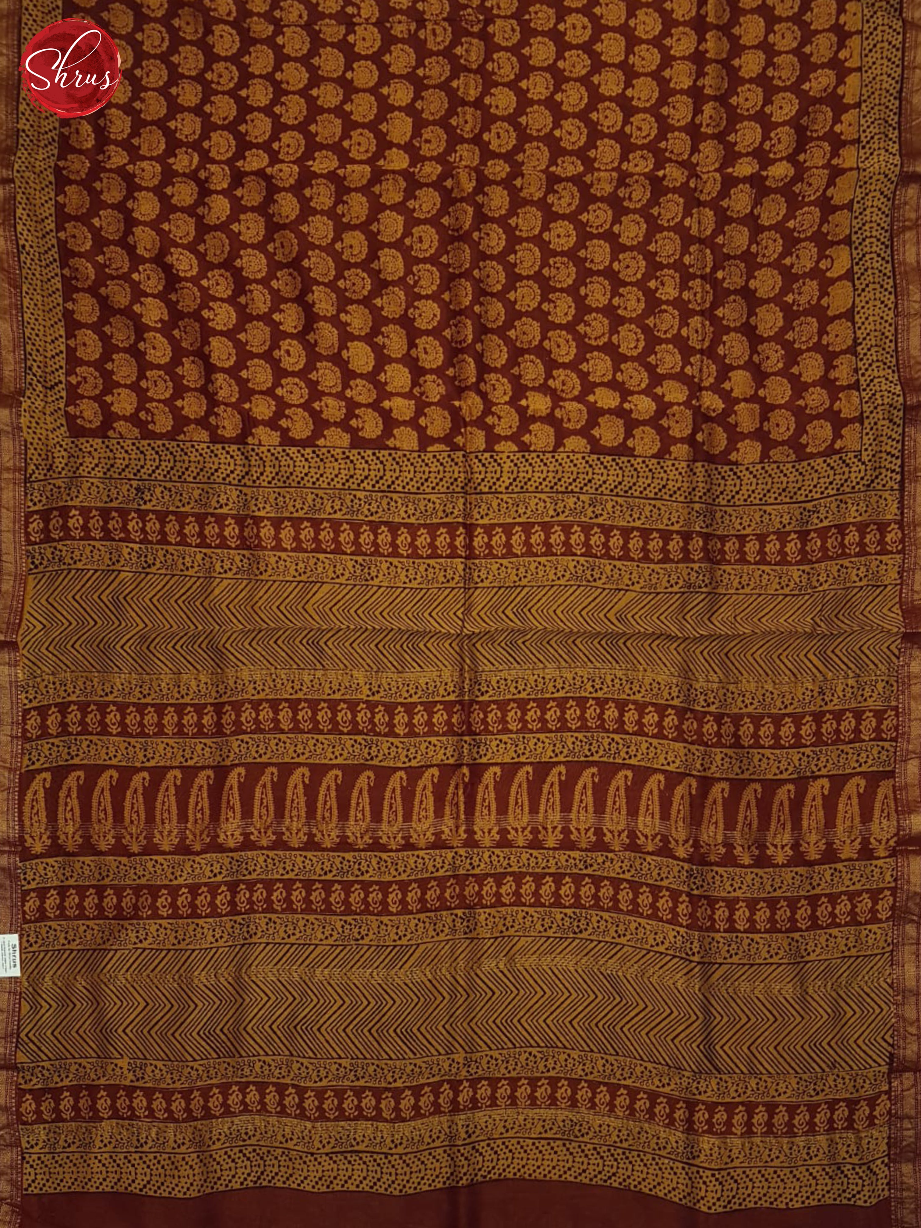 Maroon & Mustard - Maheshwari Silk Cotton Saree - Shop on ShrusEternity.com
