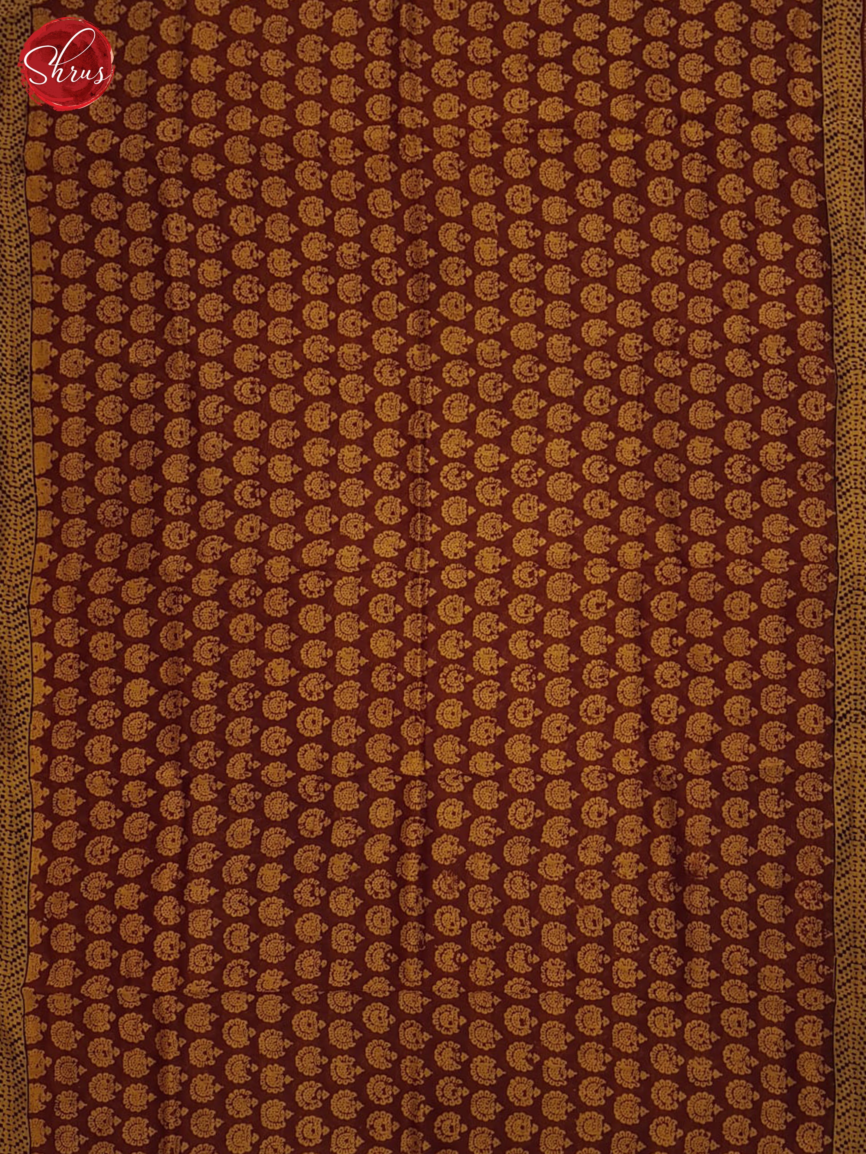 Maroon & Mustard - Maheshwari Silk Cotton Saree - Shop on ShrusEternity.com