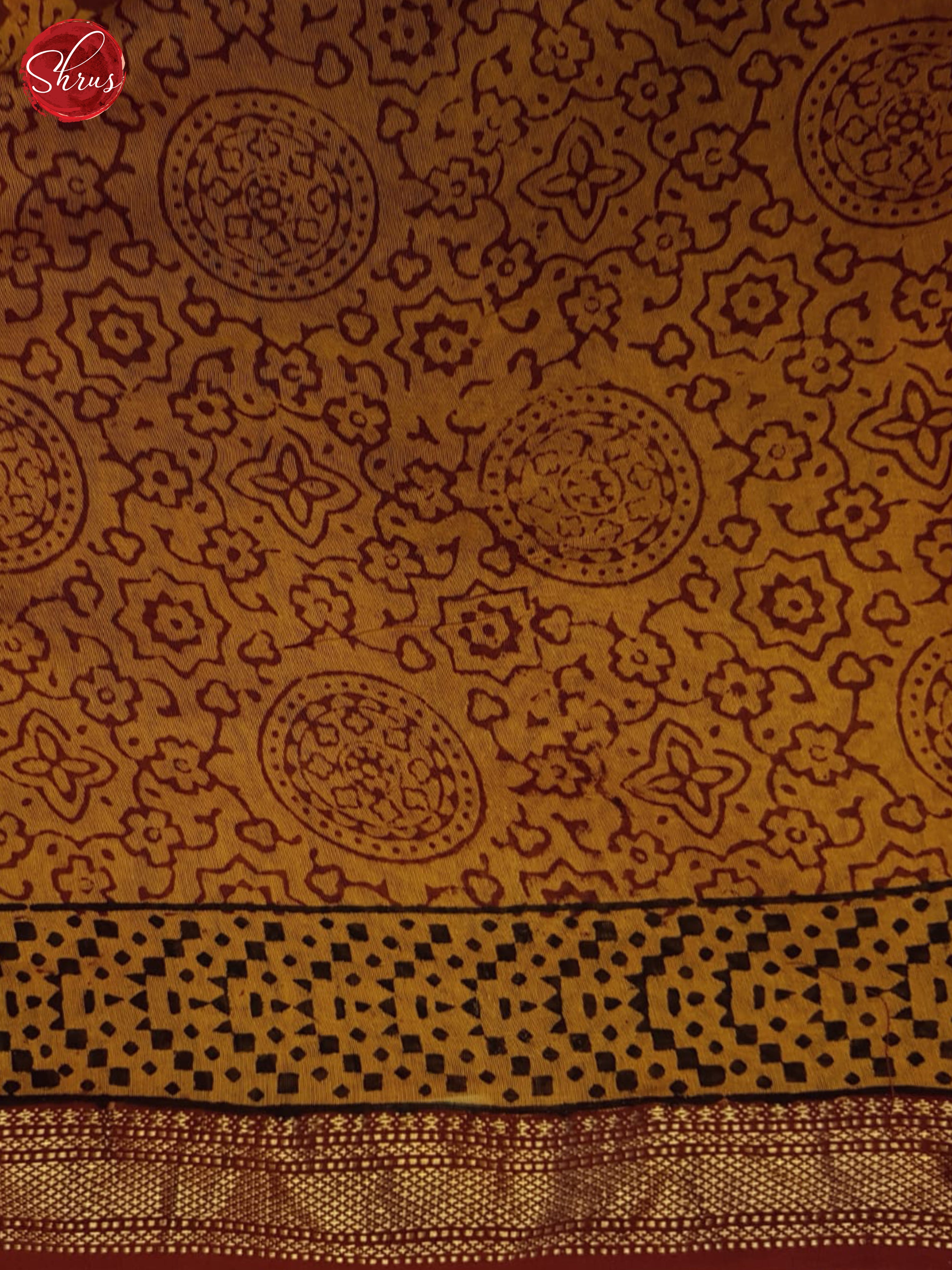 Maroon & Mustard - Maheshwari Silk Cotton Saree - Shop on ShrusEternity.com