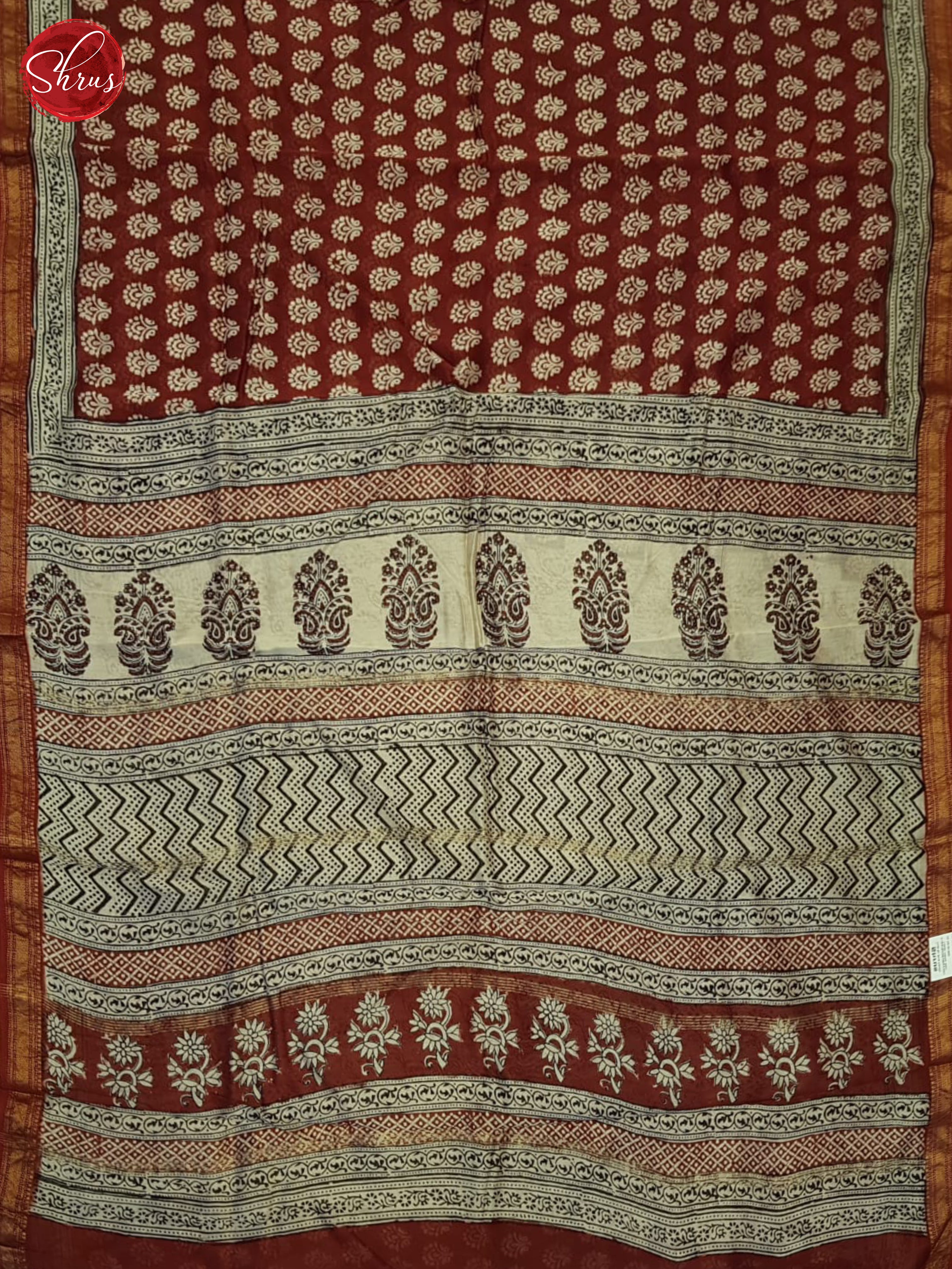 Maroon And Cream- Mageshwari Silk cotton saree - Shop on ShrusEternity.com