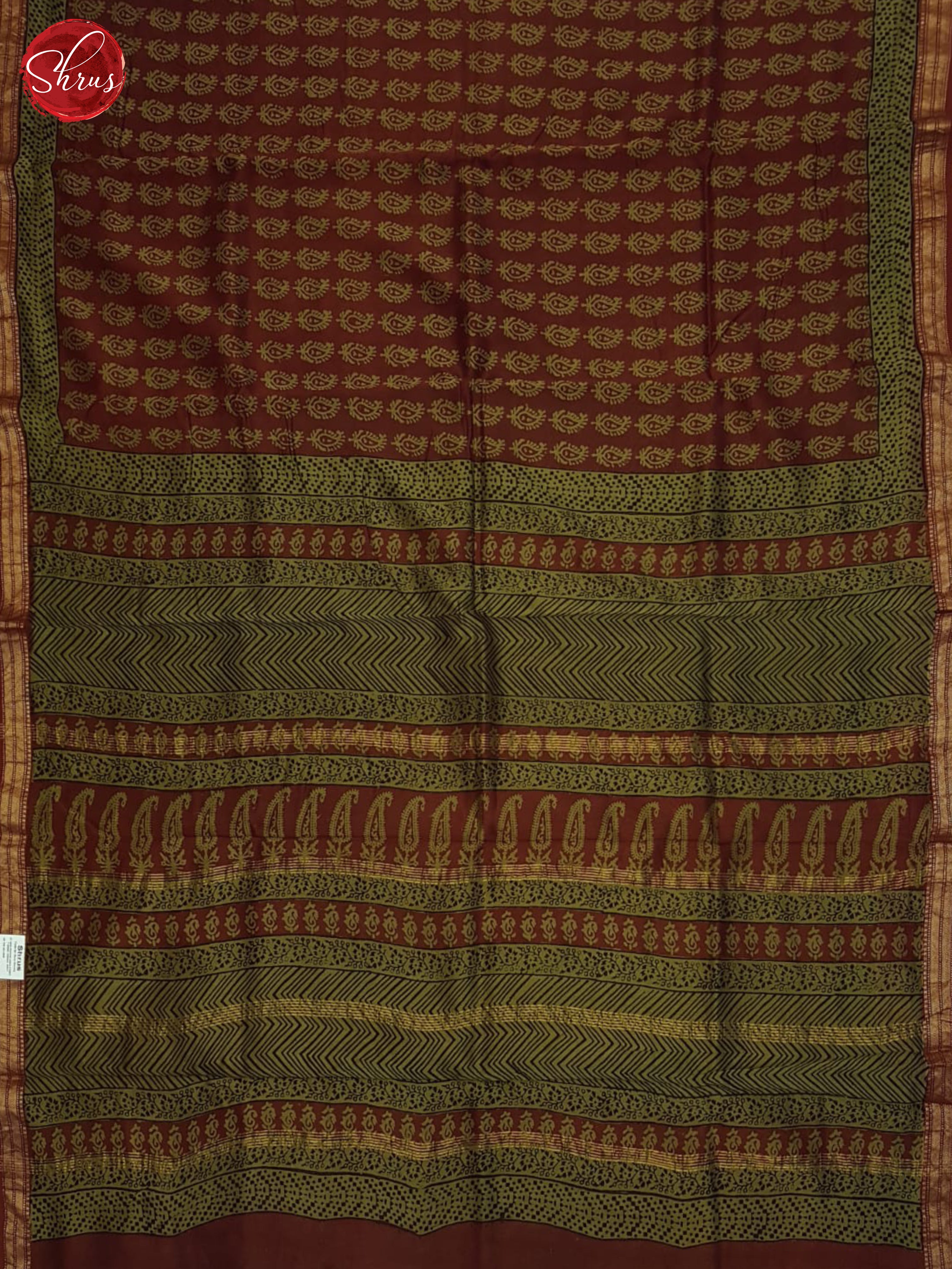 Maroon And Green-Maheshwari SIlk Cotton Saree - Shop on ShrusEternity.com