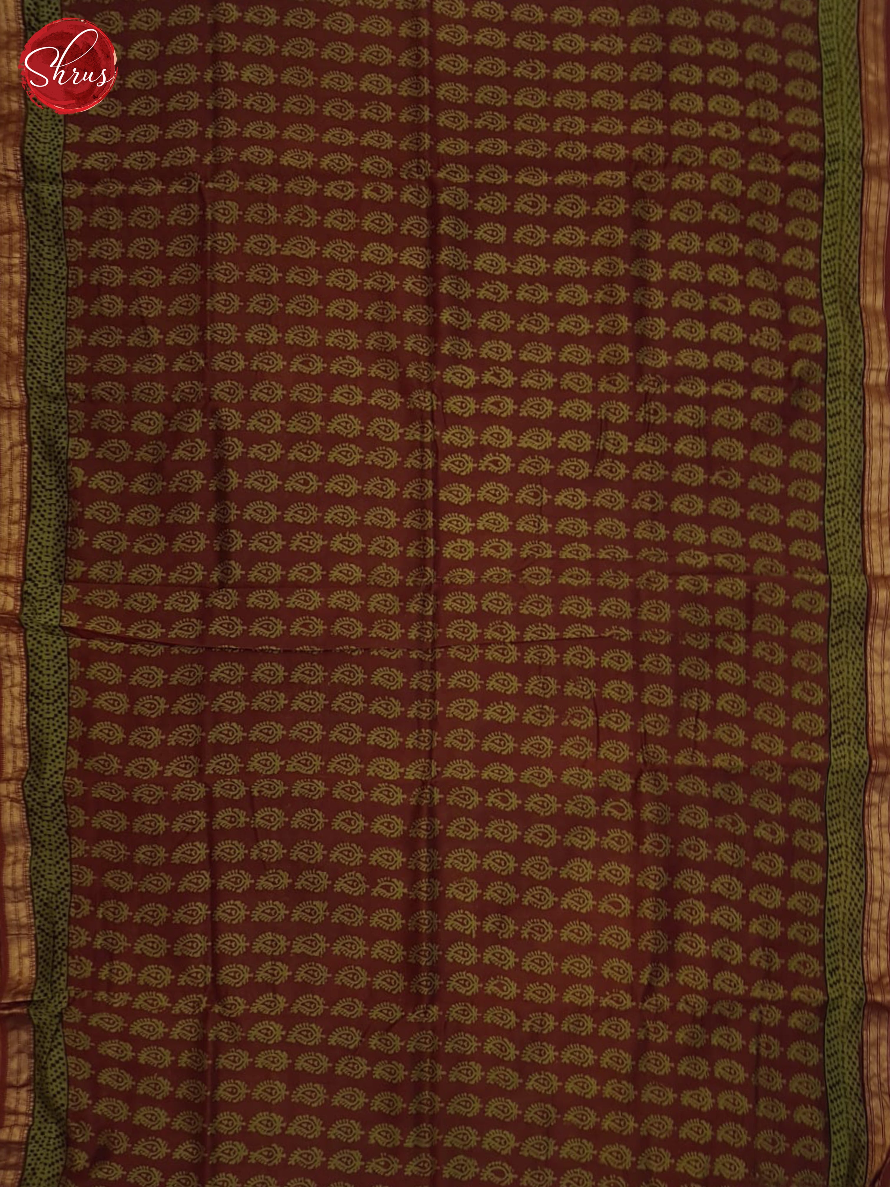 Maroon And Green-Maheshwari SIlk Cotton Saree - Shop on ShrusEternity.com