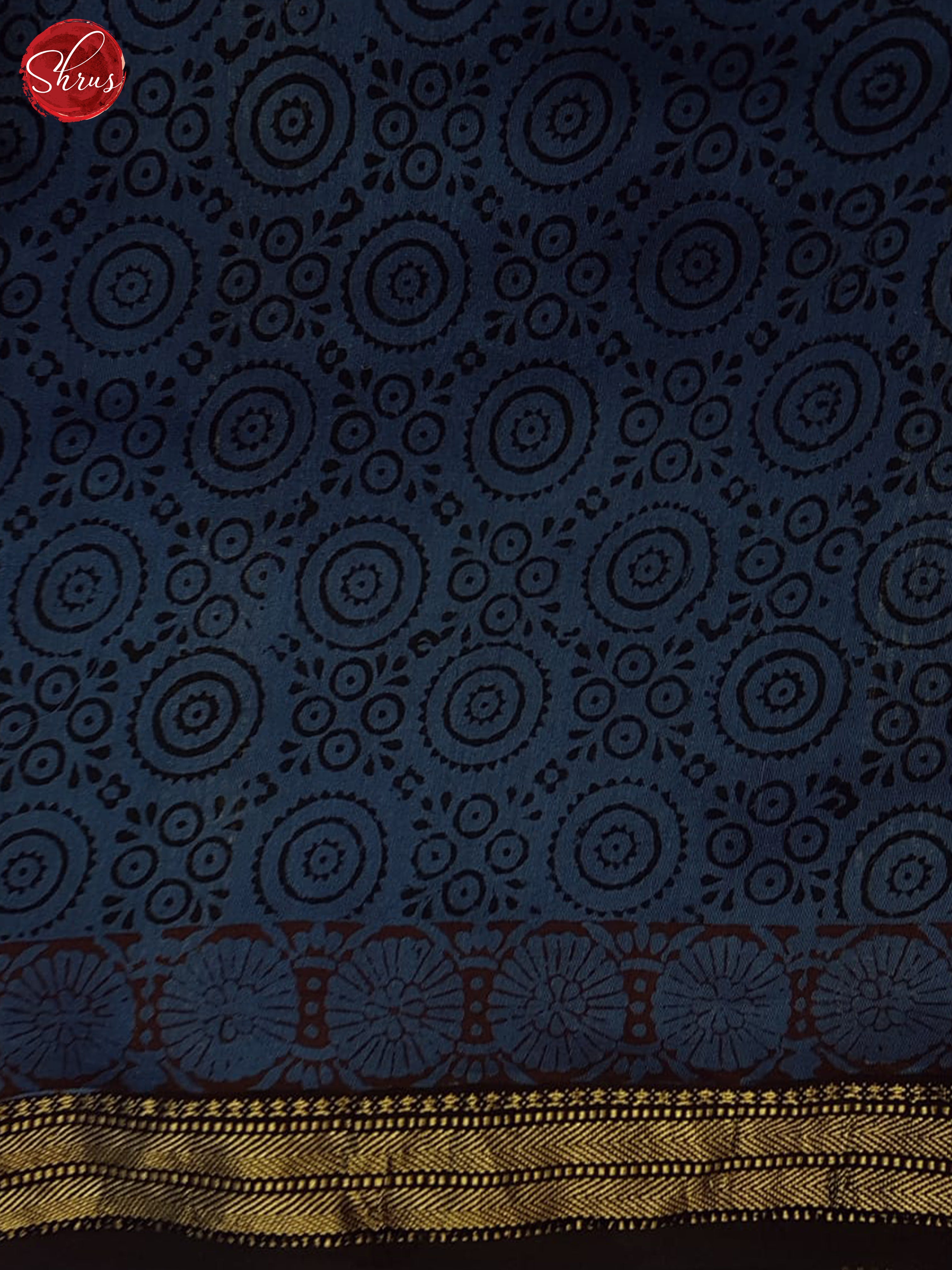 Blue And Black- Maheshwari Silk Cotton Saree - Shop on ShrusEternity.com