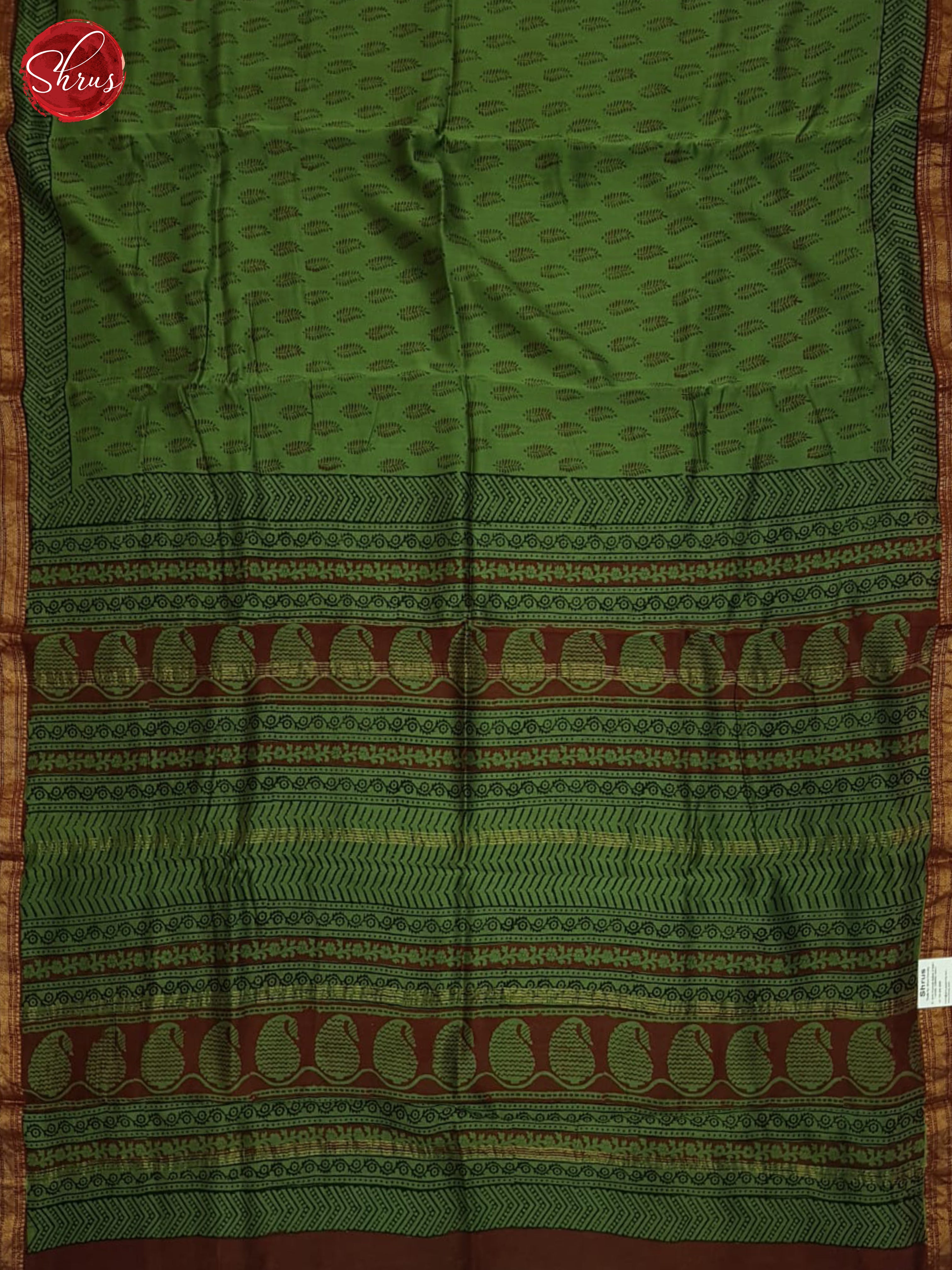 Green & Maroon - Maheshwari Silk Cotton Saree - Shop on ShrusEternity.com