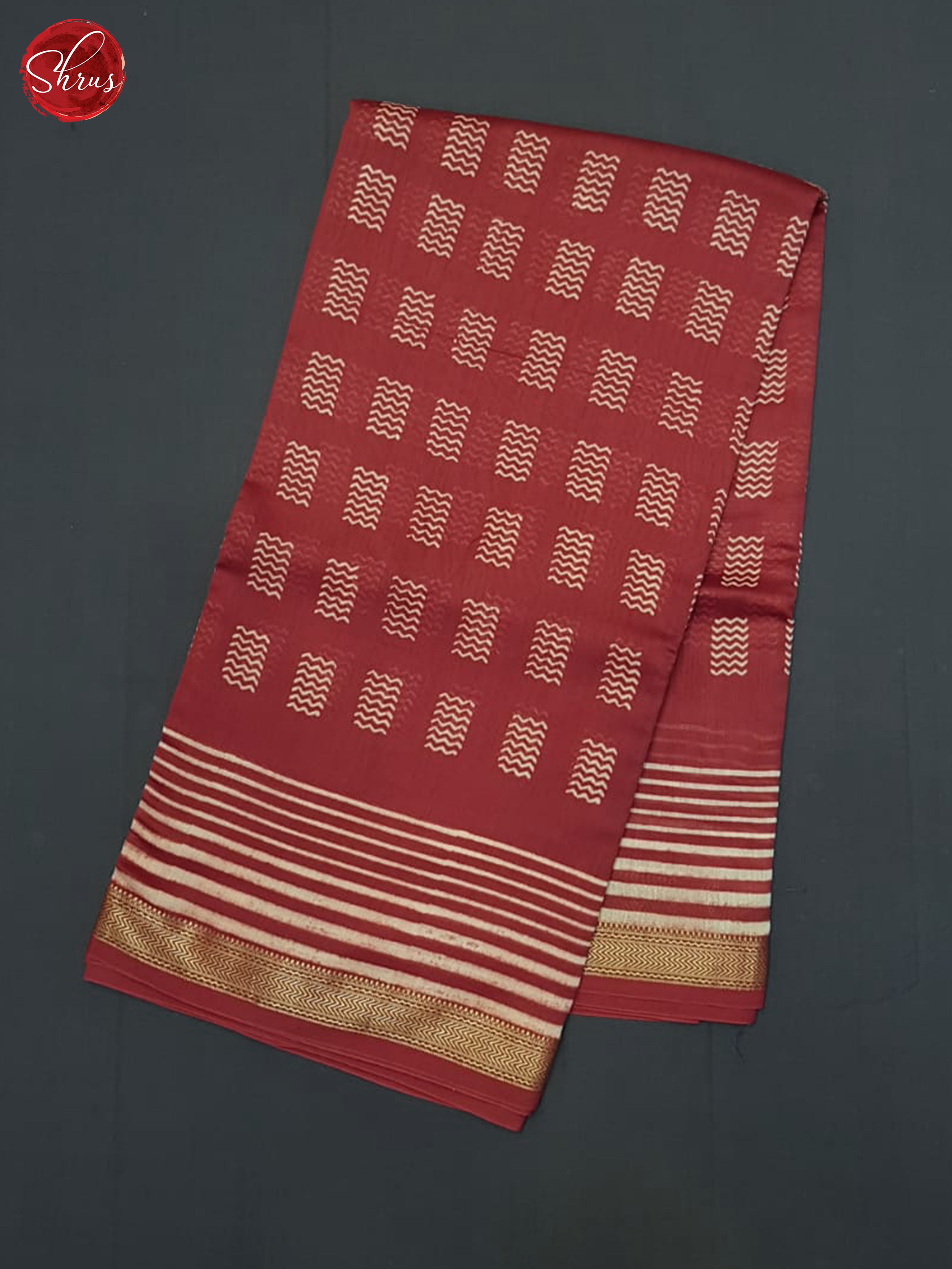 Red(Single Tone)- Maheshwari Silk Cotton saree - Shop on ShrusEternity.com