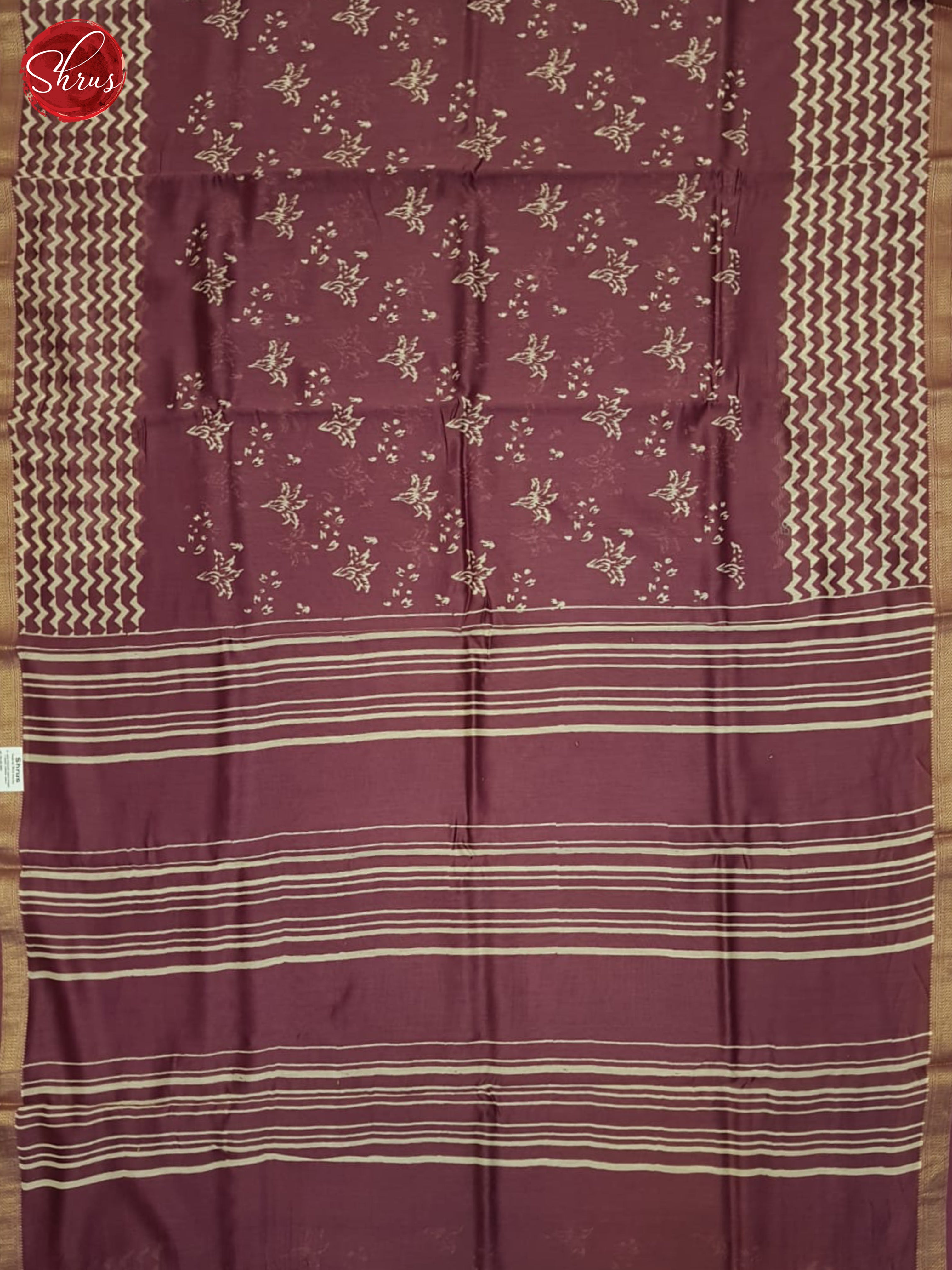 Wine(Single Tone)- Maheshwari silk Cotton Saree - Shop on ShrusEternity.com