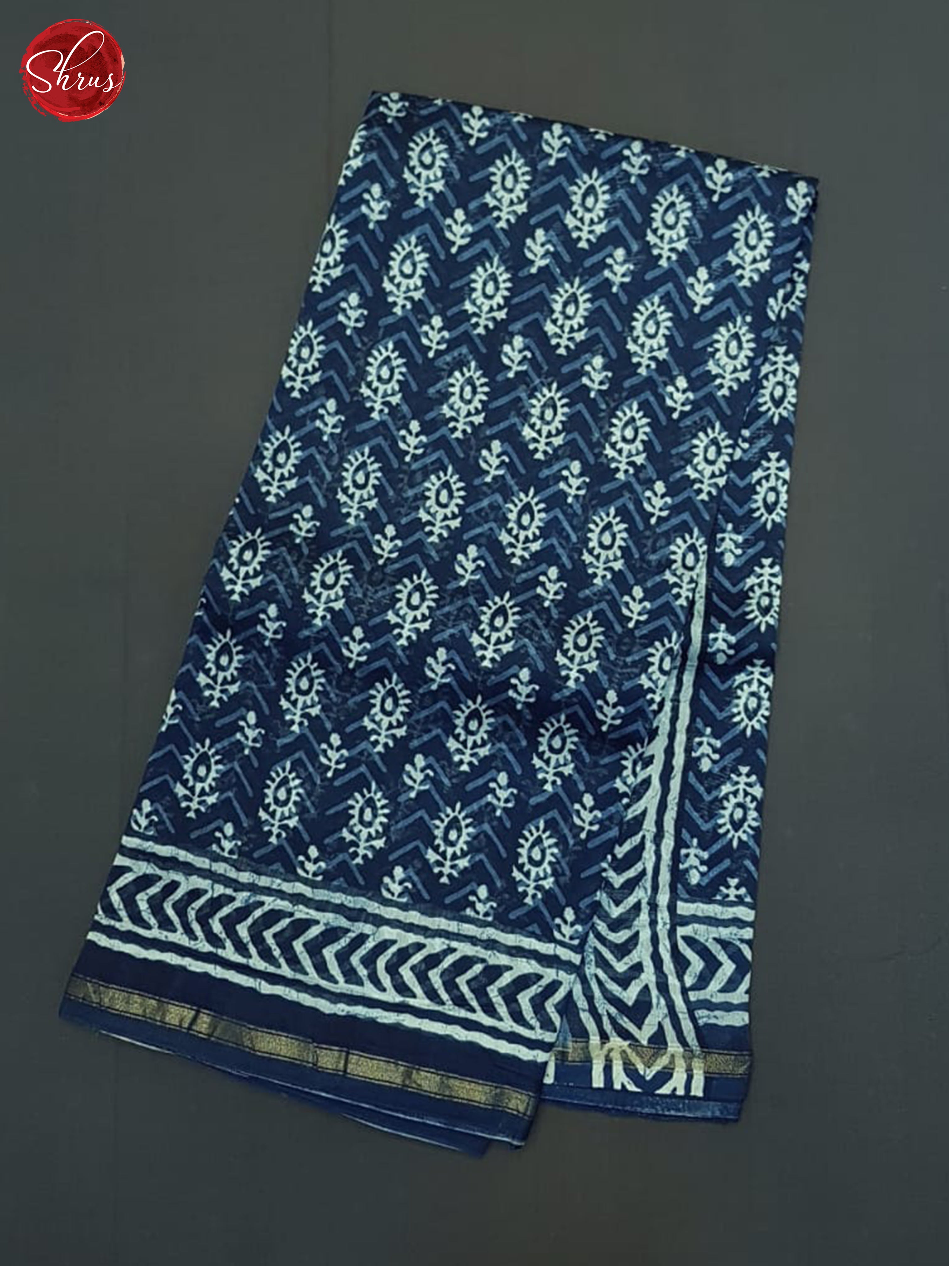 Blue(Single Tone)-Maheshwari Silk Cotton Saree - Shop on ShrusEternity.com