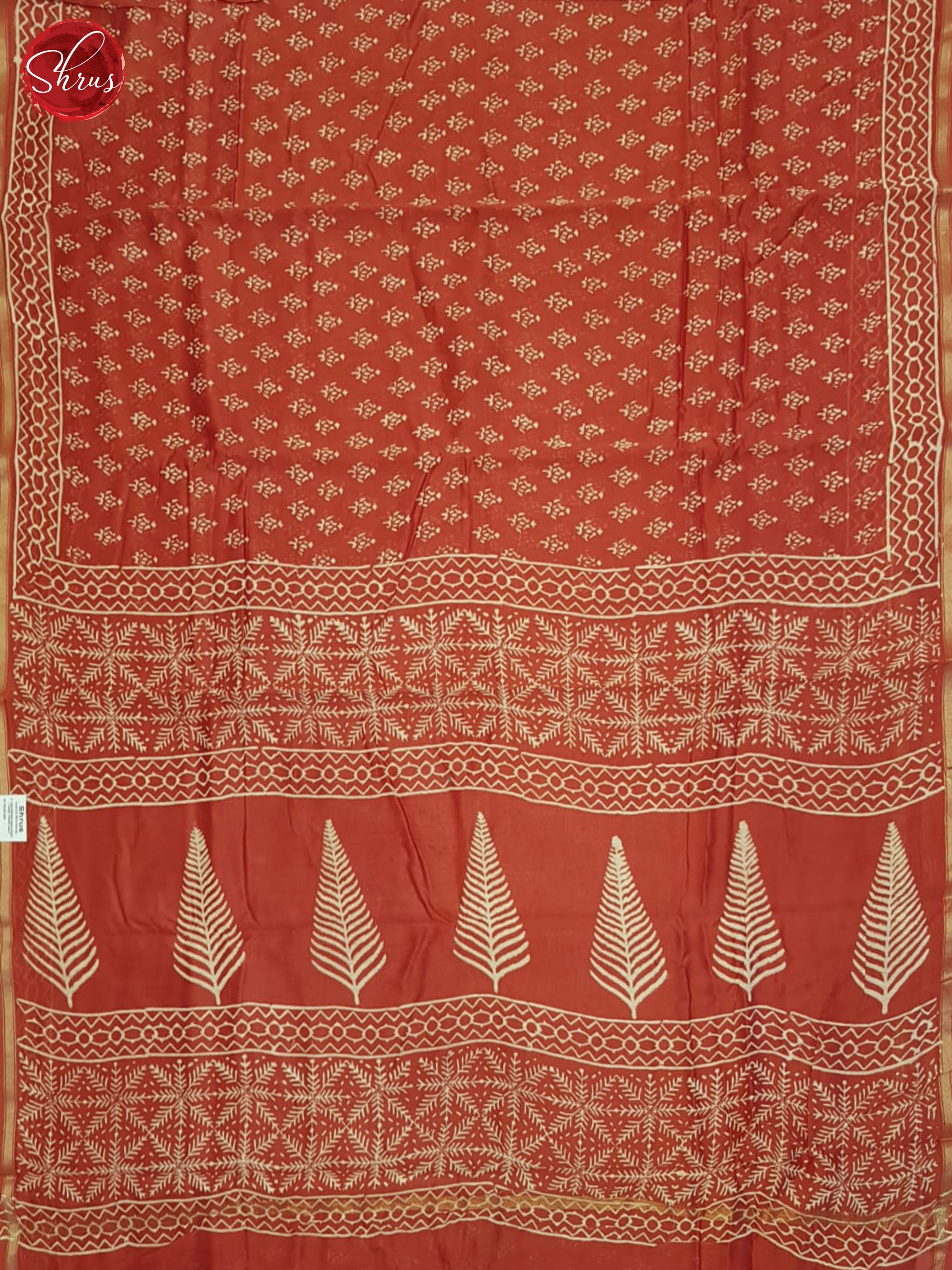 Red(Single Tone)- Maheshwari Silk Cotton Saree - Shop on ShrusEternity.com