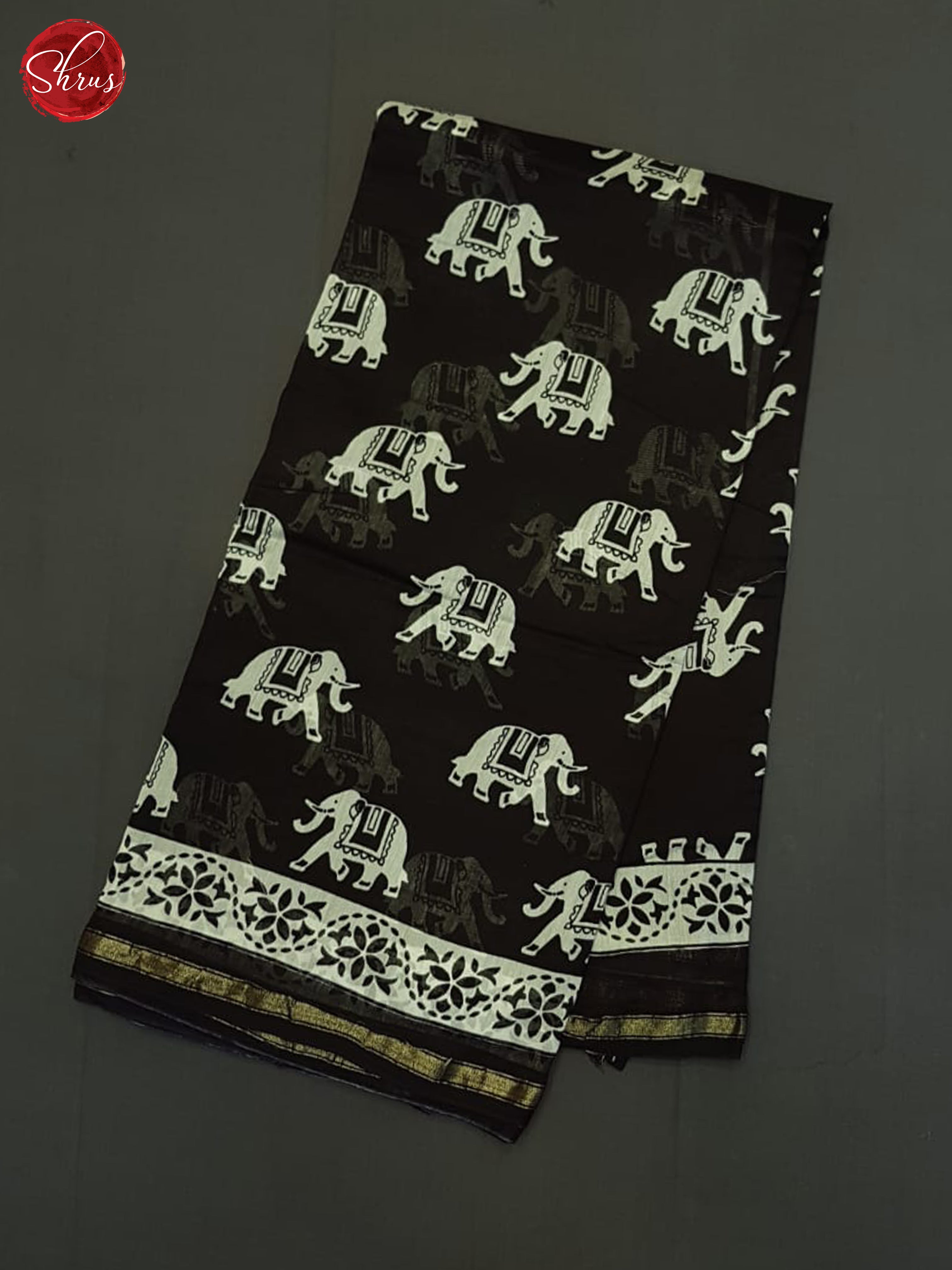 Black - Maheshwari silkcotton Saree - Shop on ShrusEternity.com