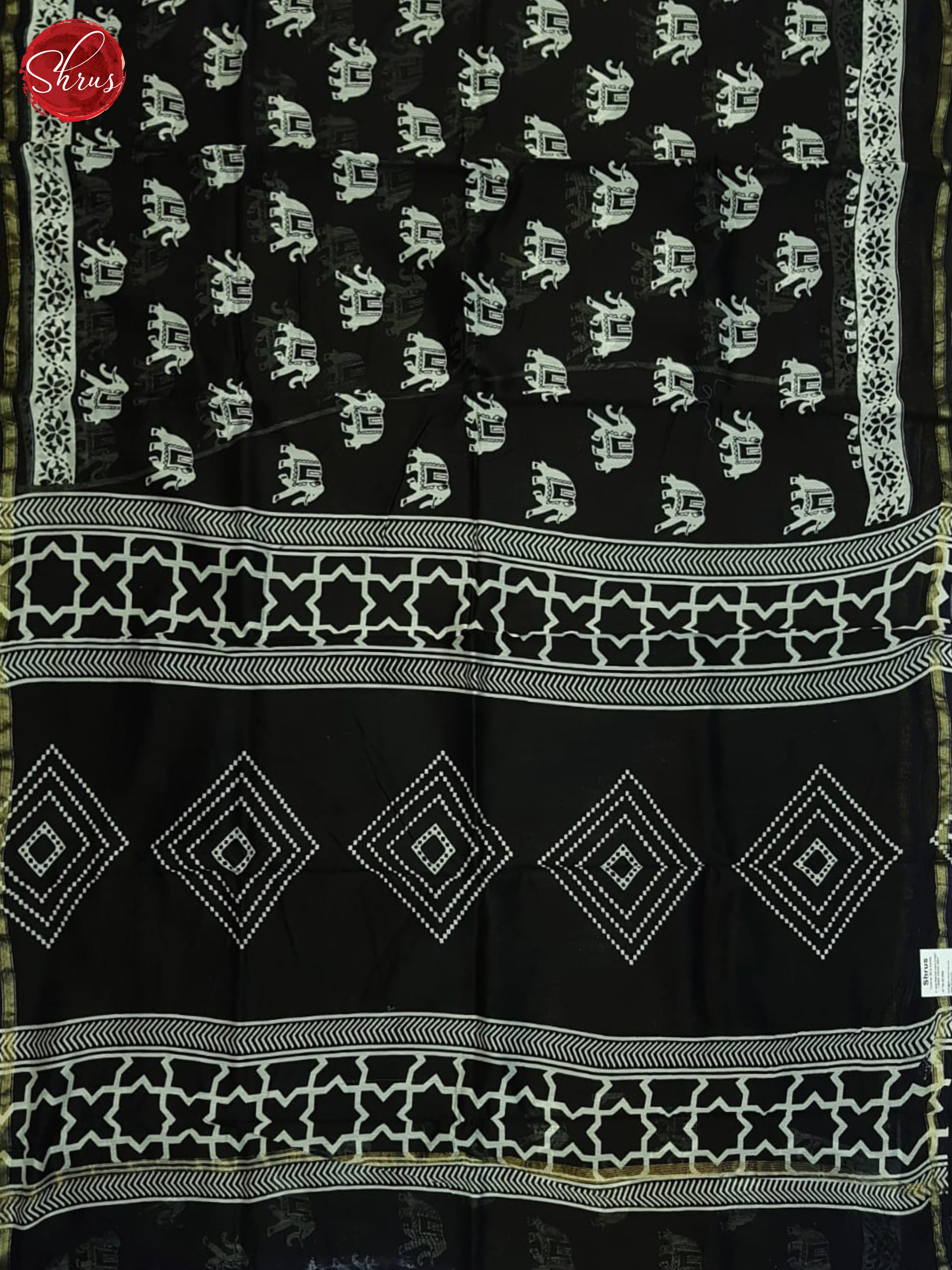 Black - Maheshwari silkcotton Saree - Shop on ShrusEternity.com