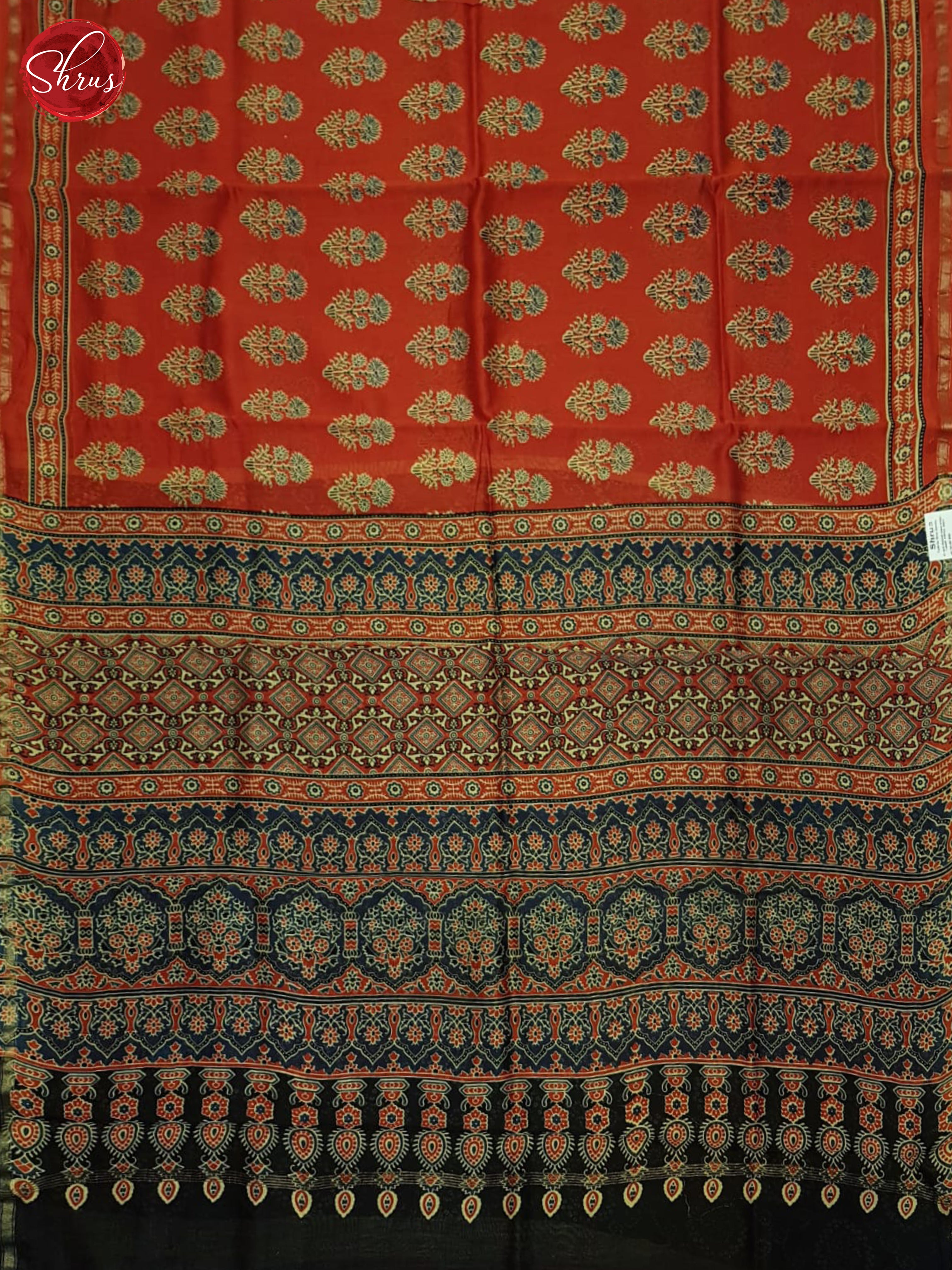 Red And Black- Maheshwari Silk Cotton Saree - Shop on ShrusEternity.com