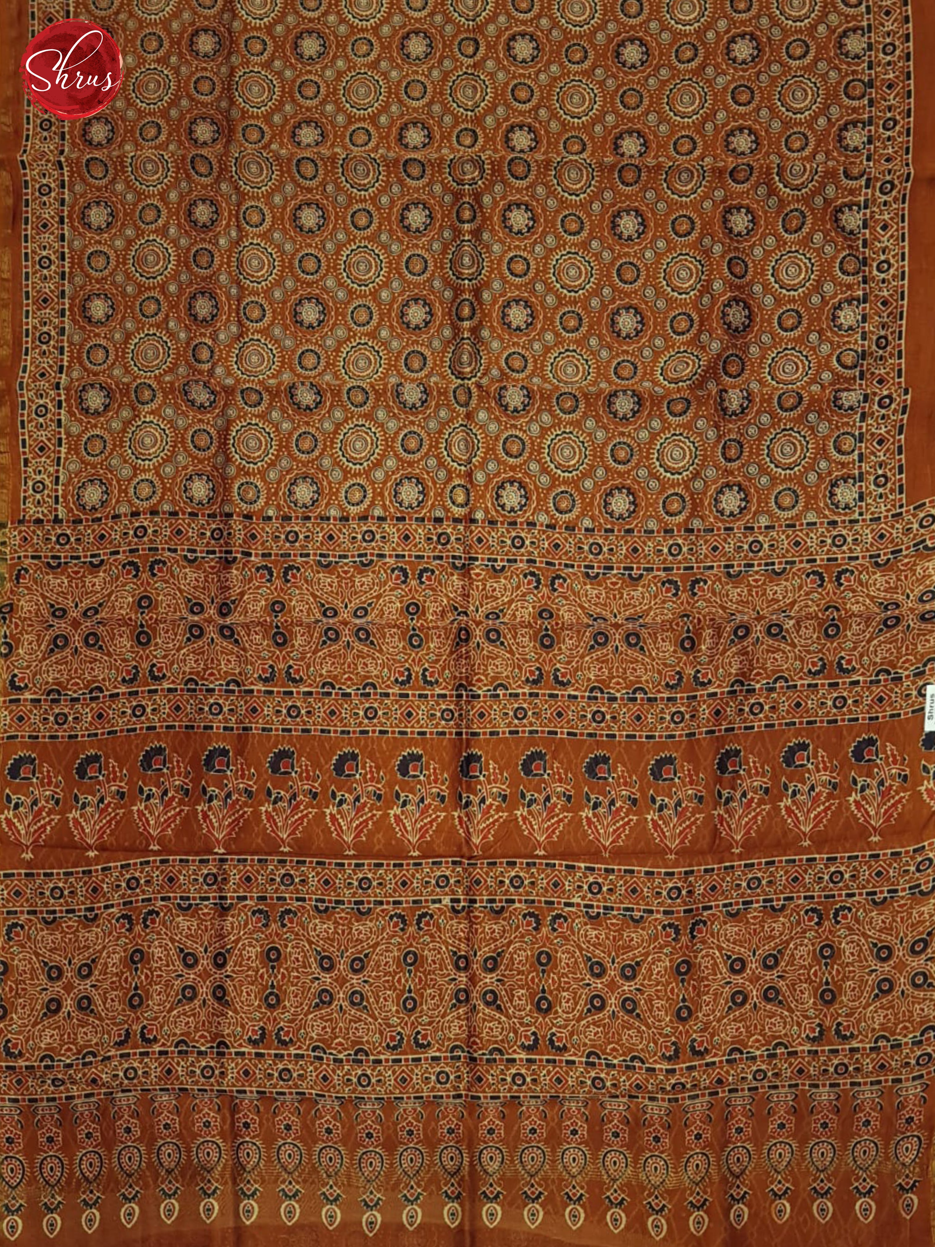 Brick(SIngle Tone)- Maheshwari Silk Cotton saree - Shop on ShrusEternity.com