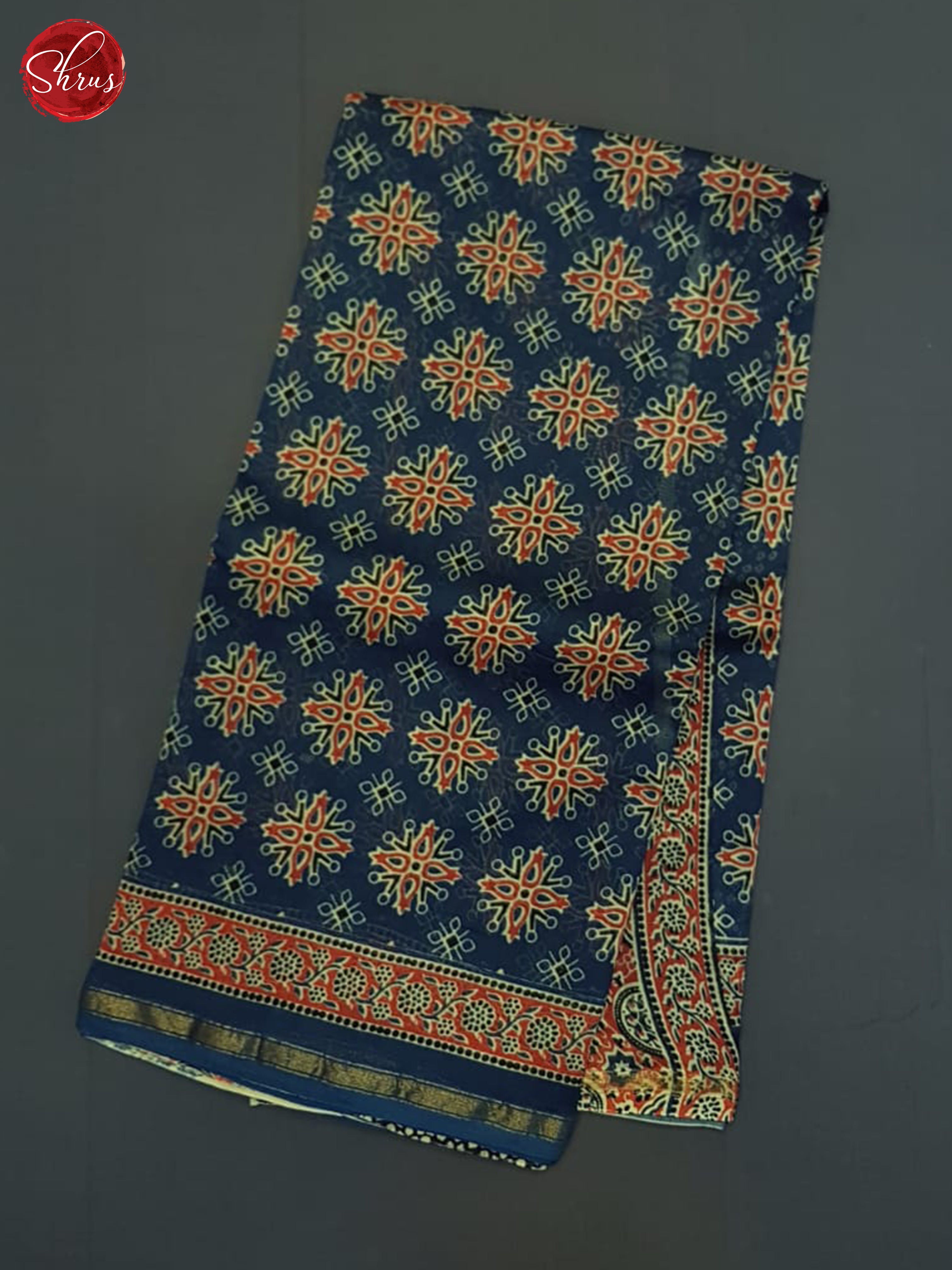 Blue And Red- Maheshwari Silk Cotton Saree - Shop on ShrusEternity.com