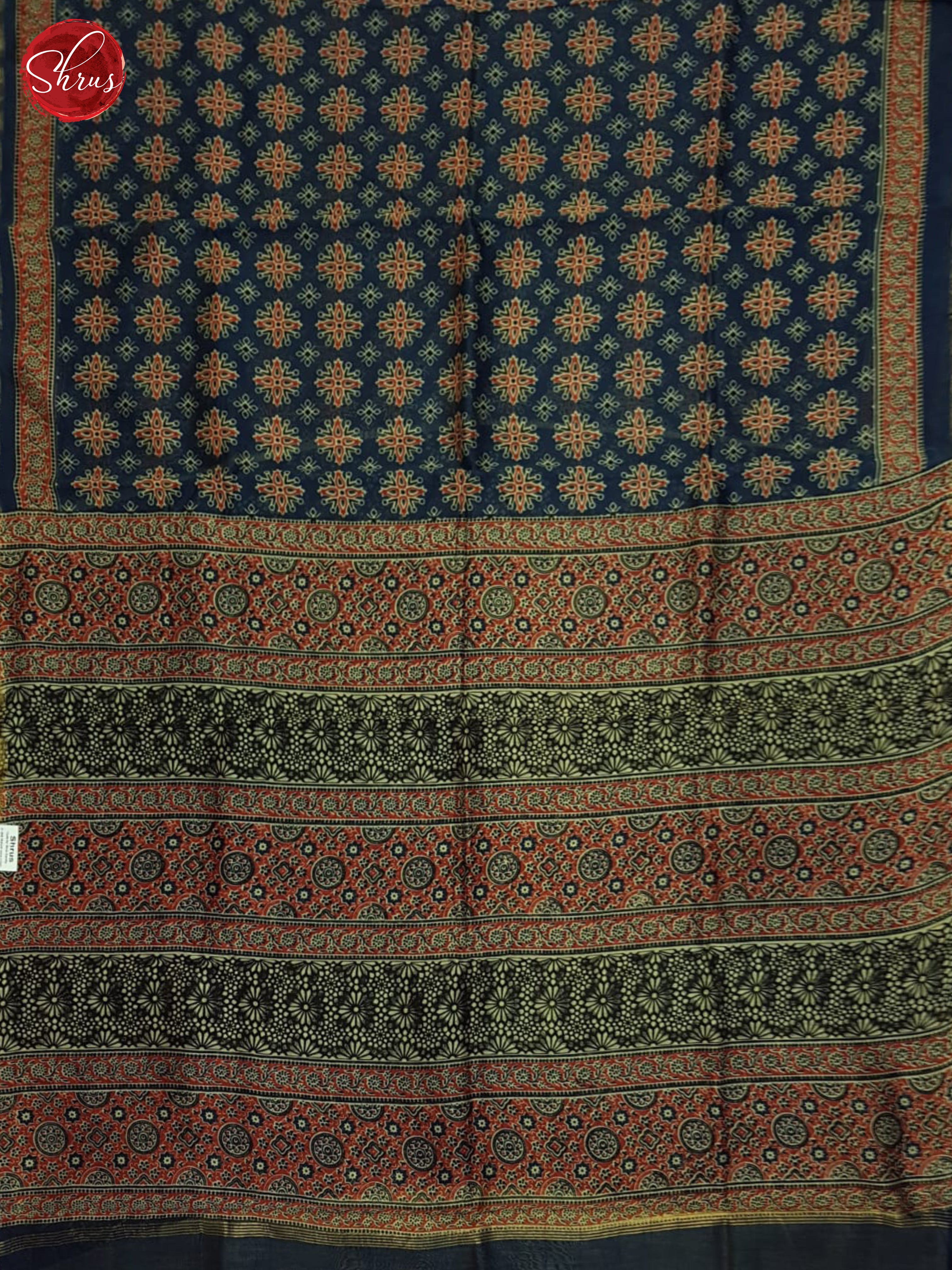 Blue And Red- Maheshwari Silk Cotton Saree - Shop on ShrusEternity.com