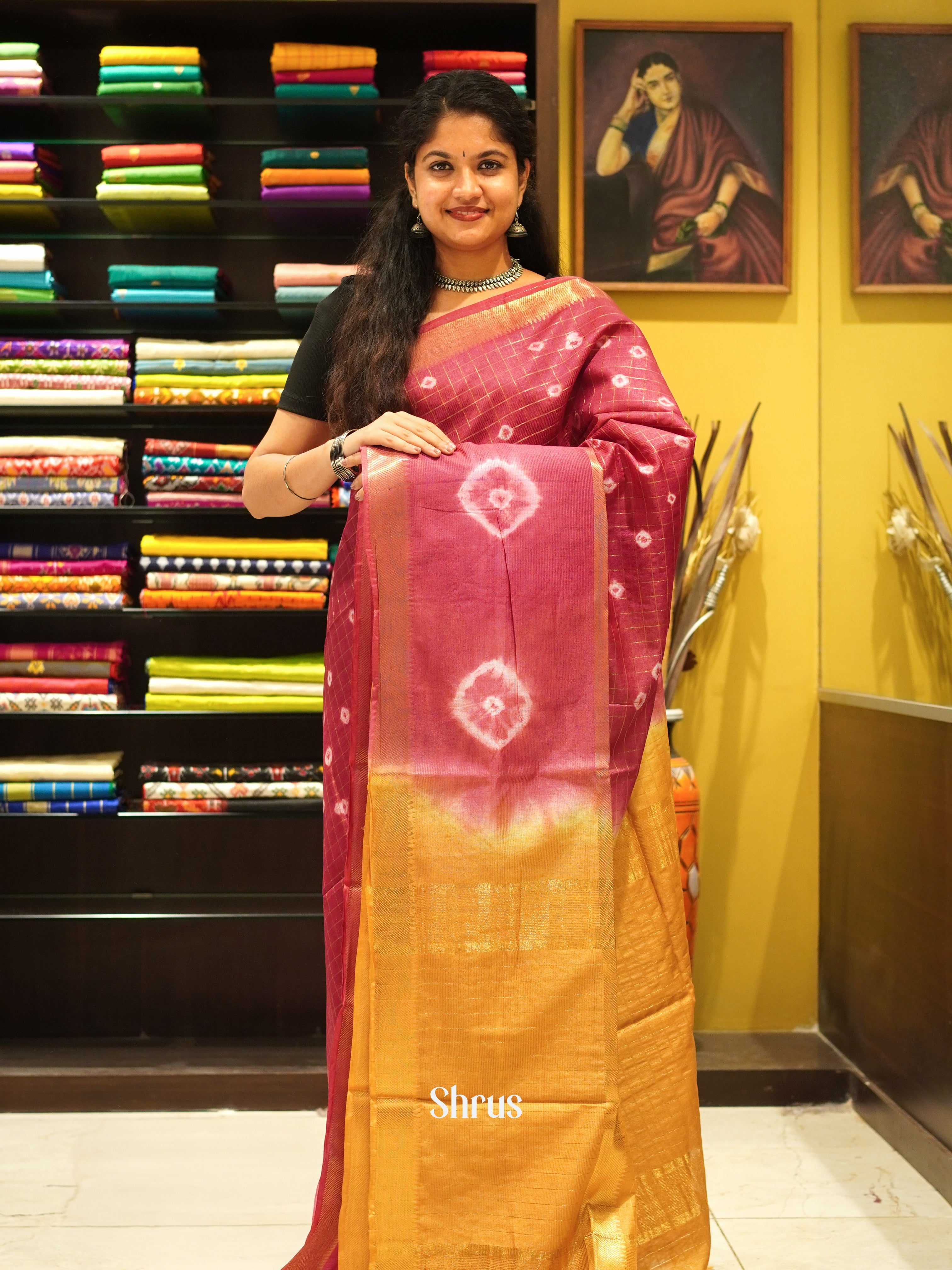 Brick & Mustard - Shibori Saree - Shop on ShrusEternity.com