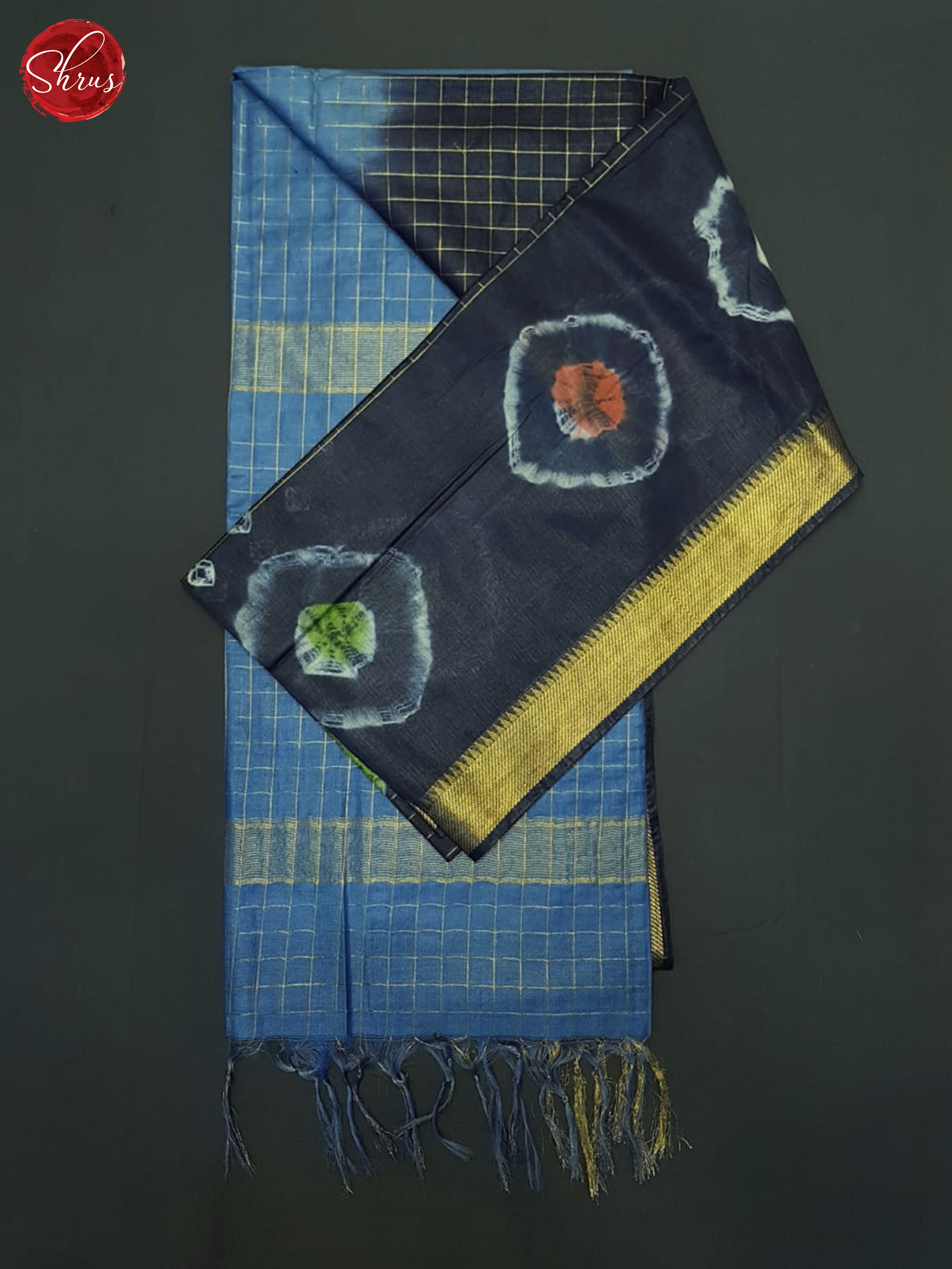 Dark Blue & Blue - Shibori Saree - Shop on ShrusEternity.com