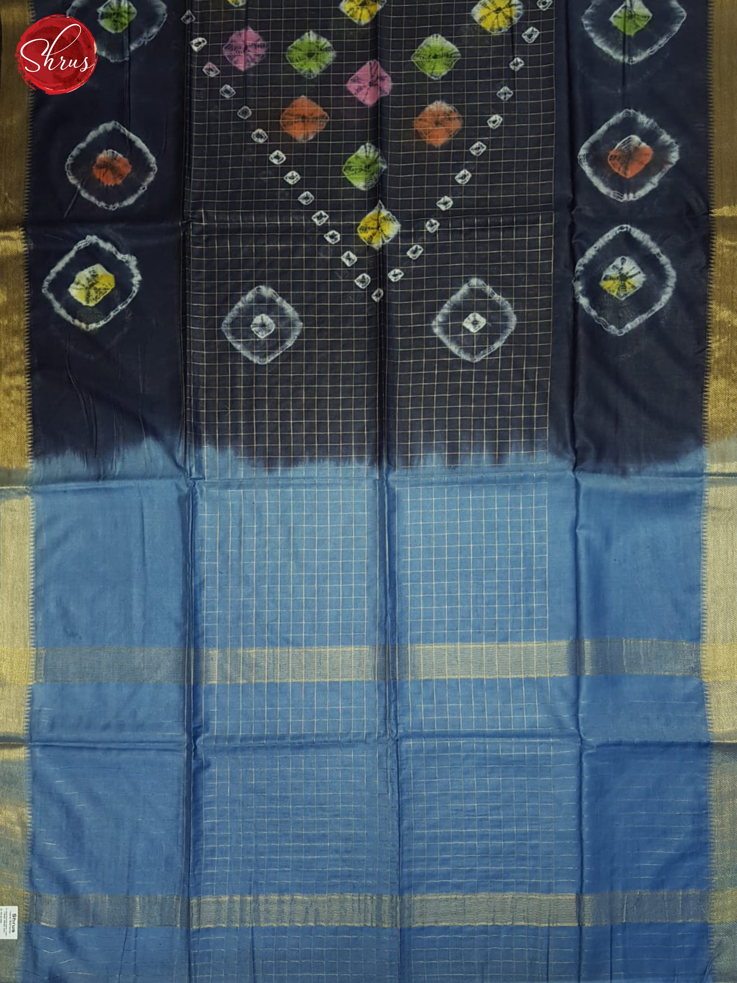 Dark Blue & Blue - Shibori Saree - Shop on ShrusEternity.com