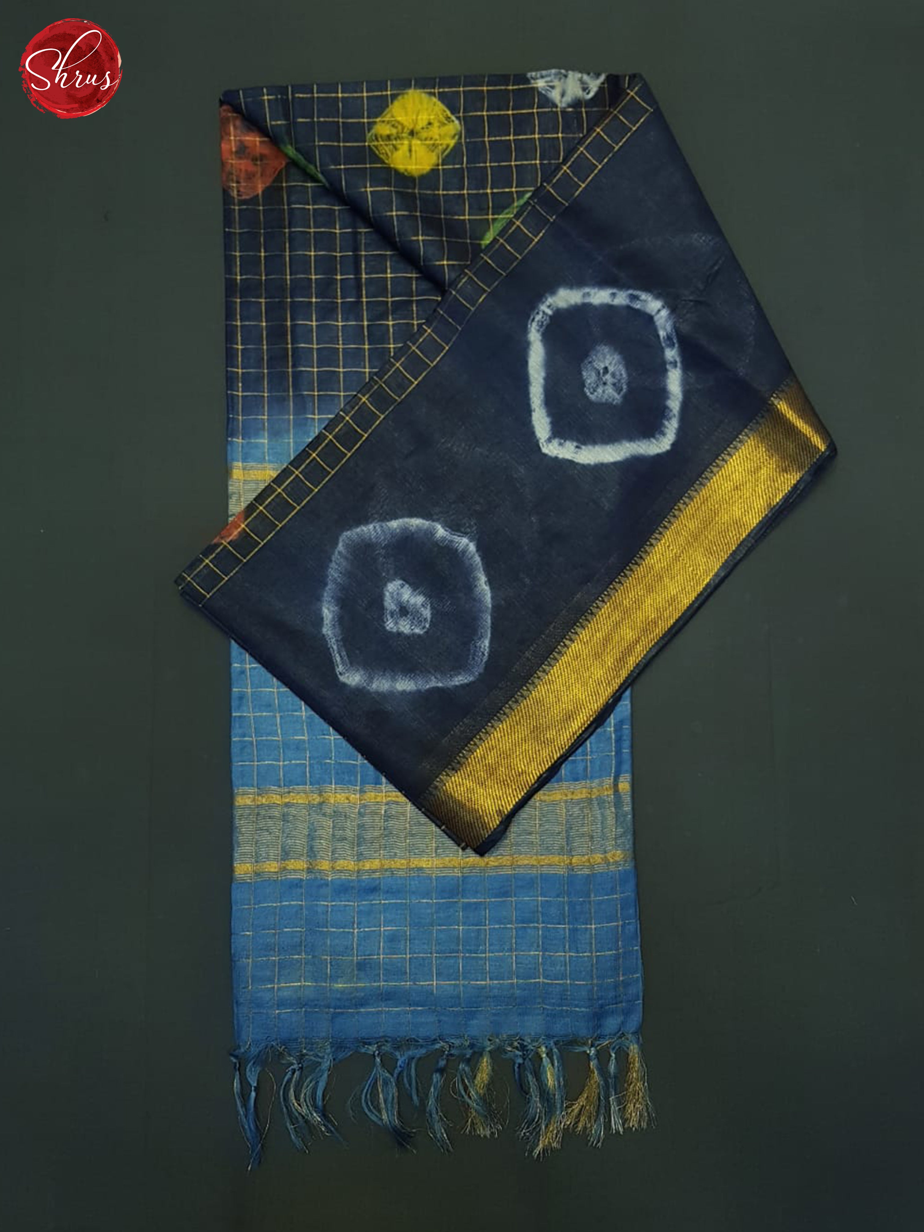 Dark Blue & Blue - Shibori Saree - Shop on ShrusEternity.com
