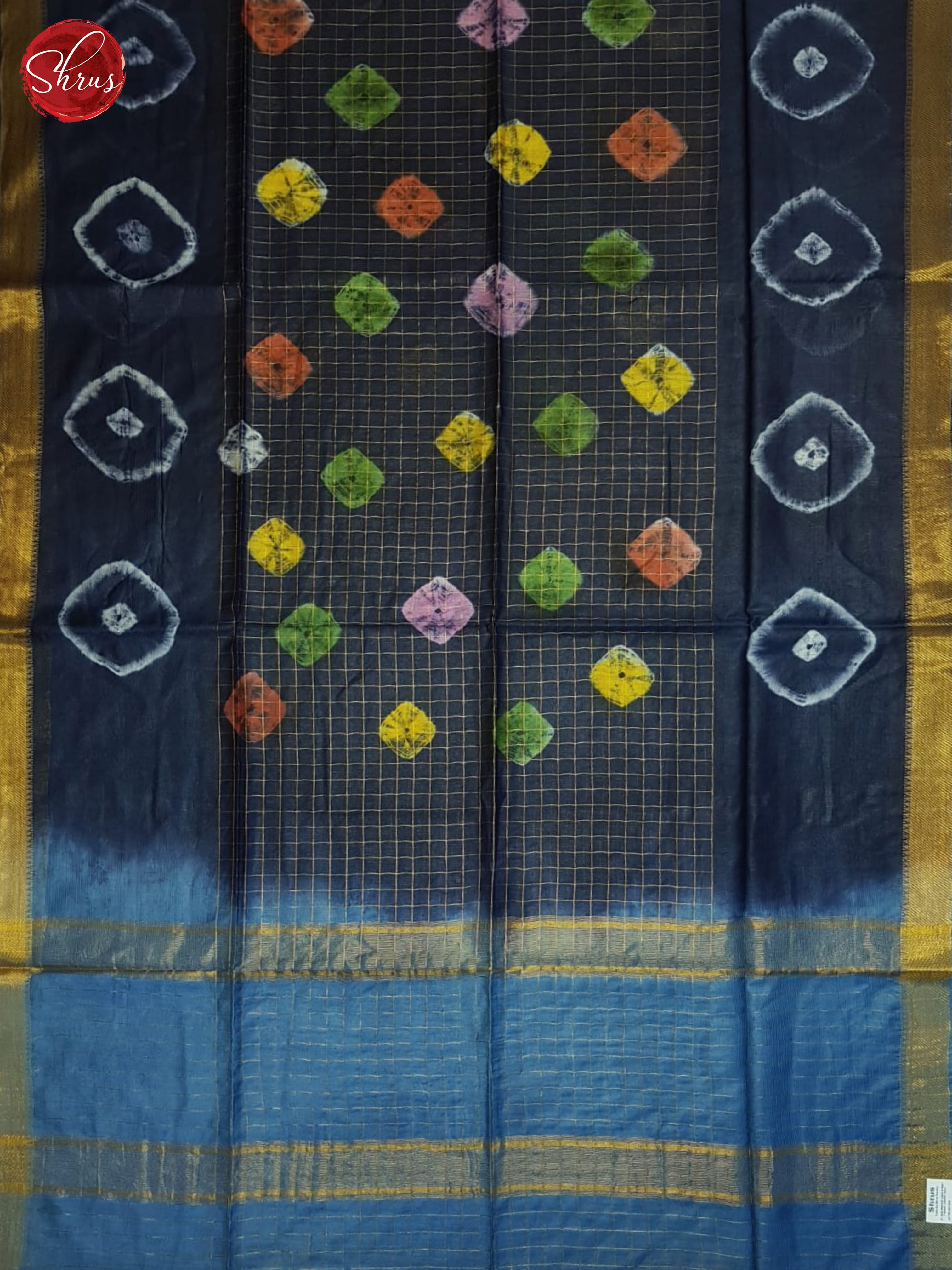 Dark Blue & Blue - Shibori Saree - Shop on ShrusEternity.com