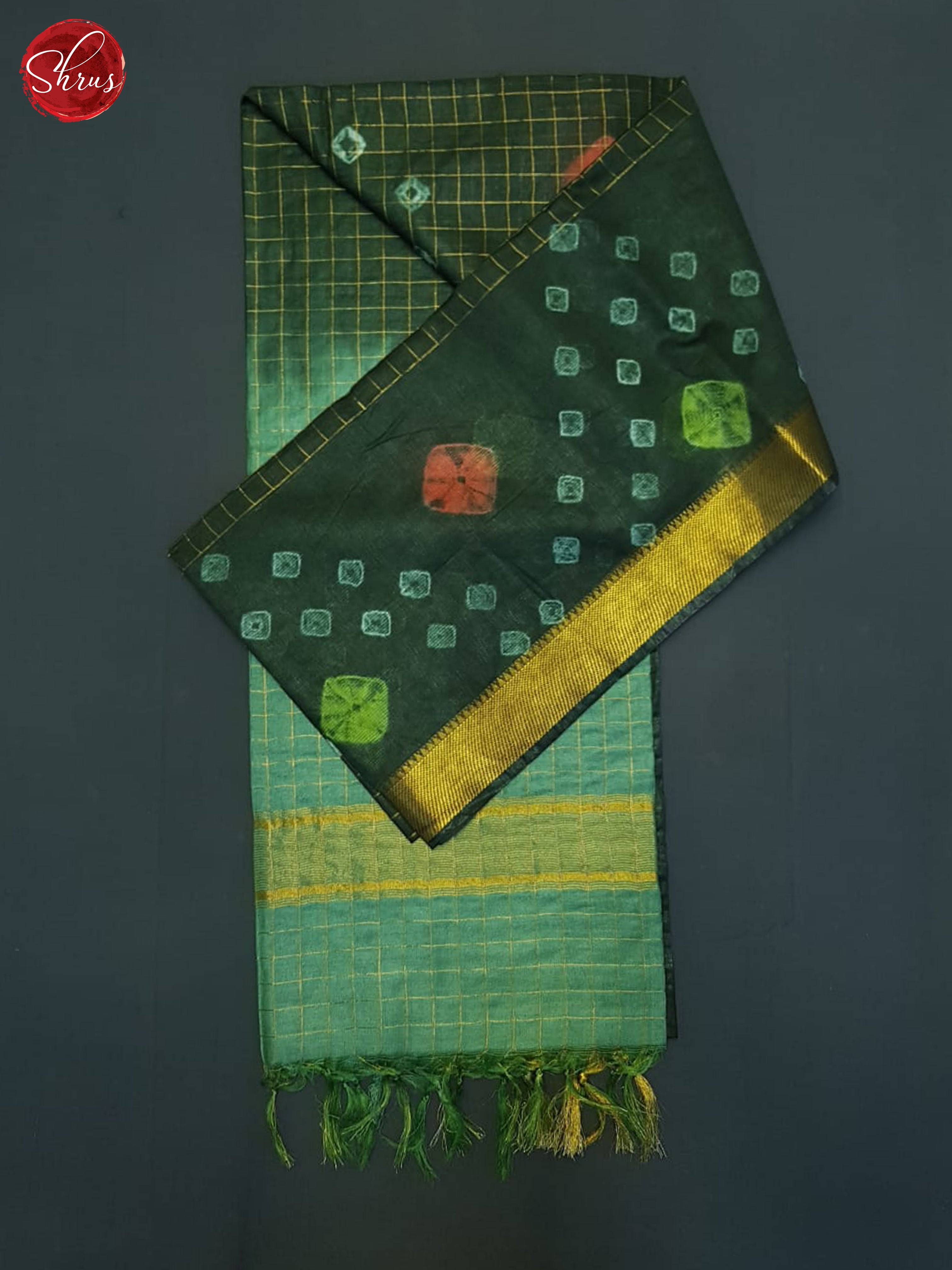 Green & Light Green - Shibori Saree - Shop on ShrusEternity.com