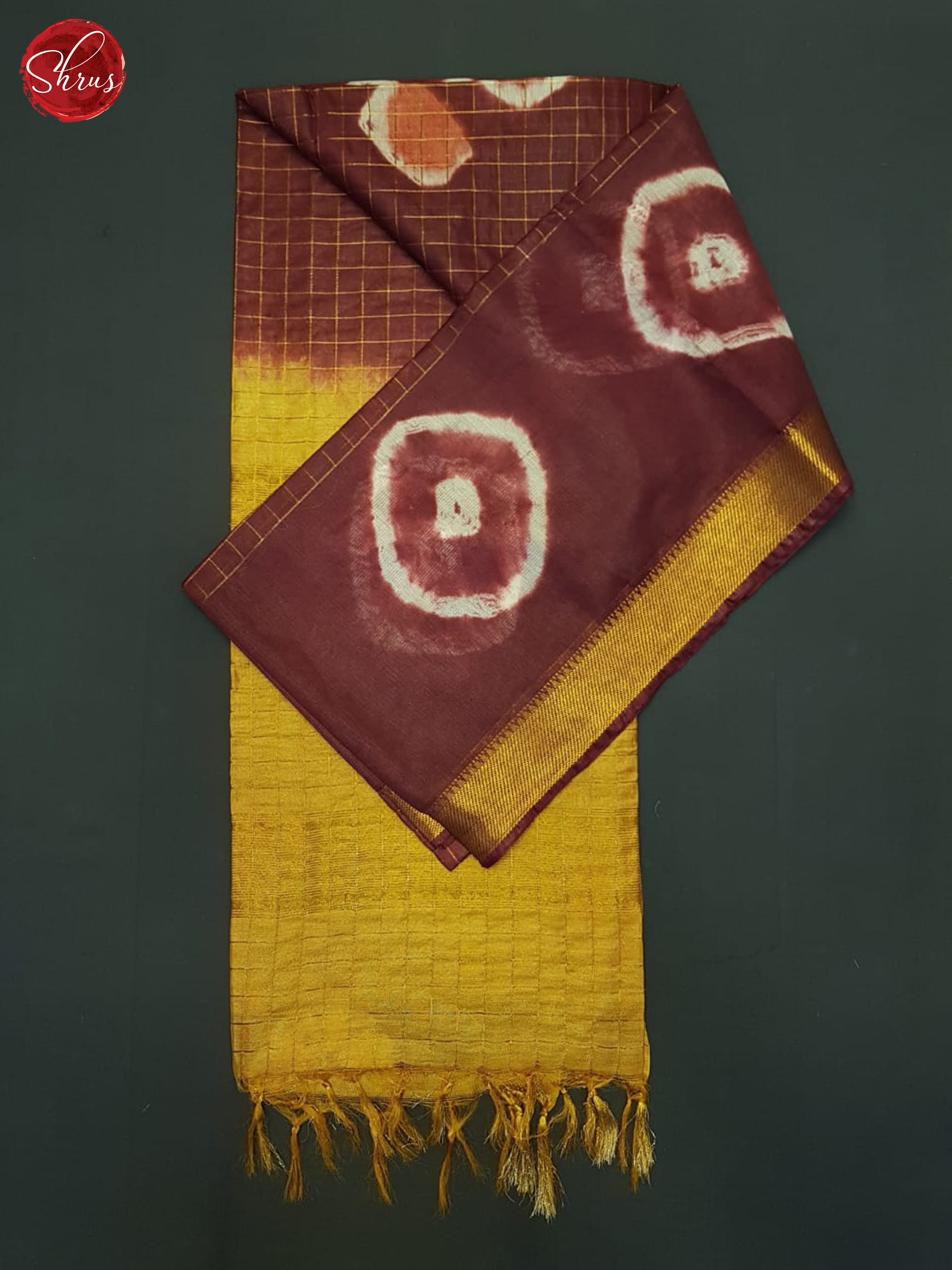 Maroon And Mustard- Shibori Saree - Shop on ShrusEternity.com