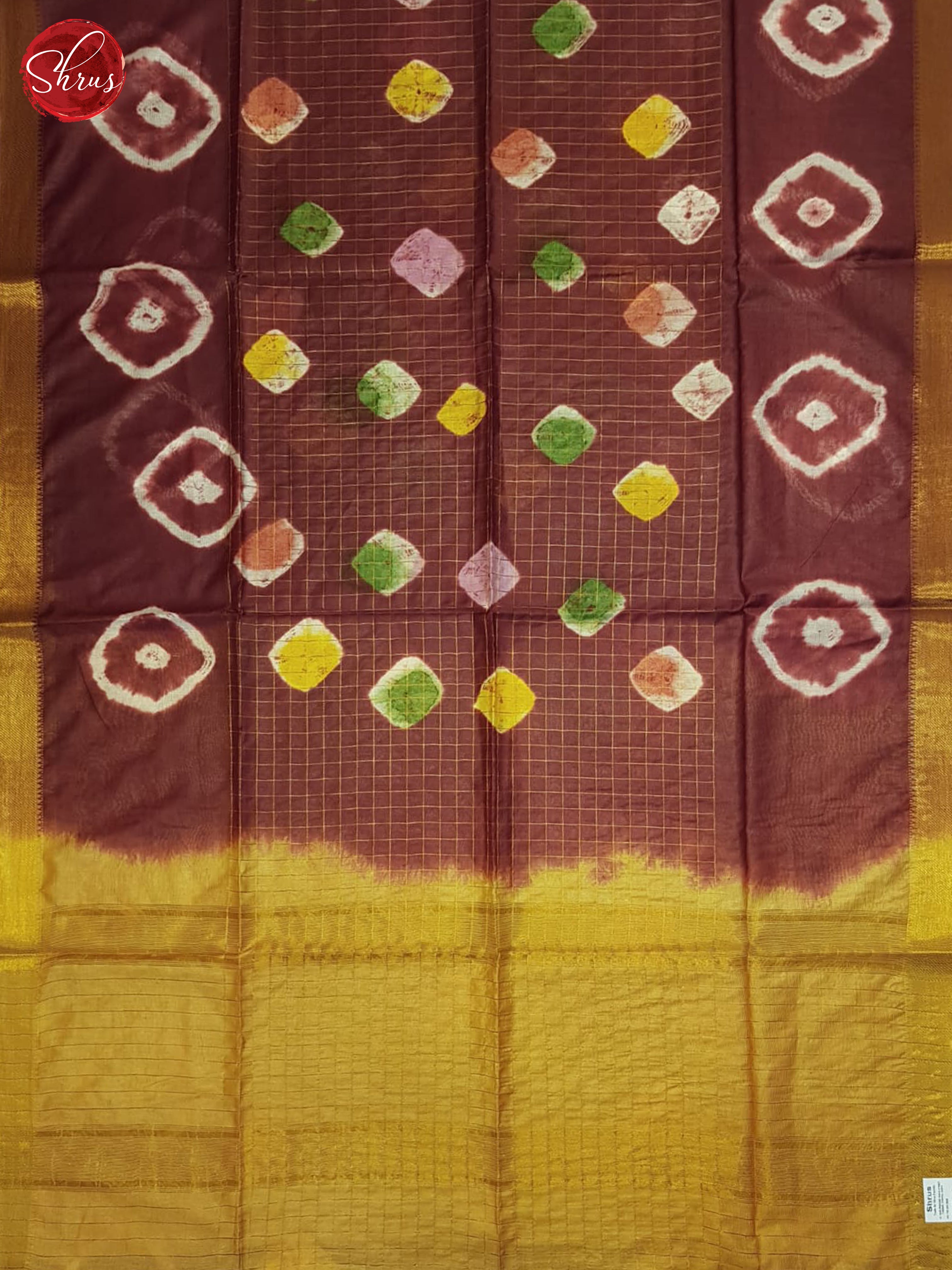 Maroon And Mustard- Shibori Saree - Shop on ShrusEternity.com