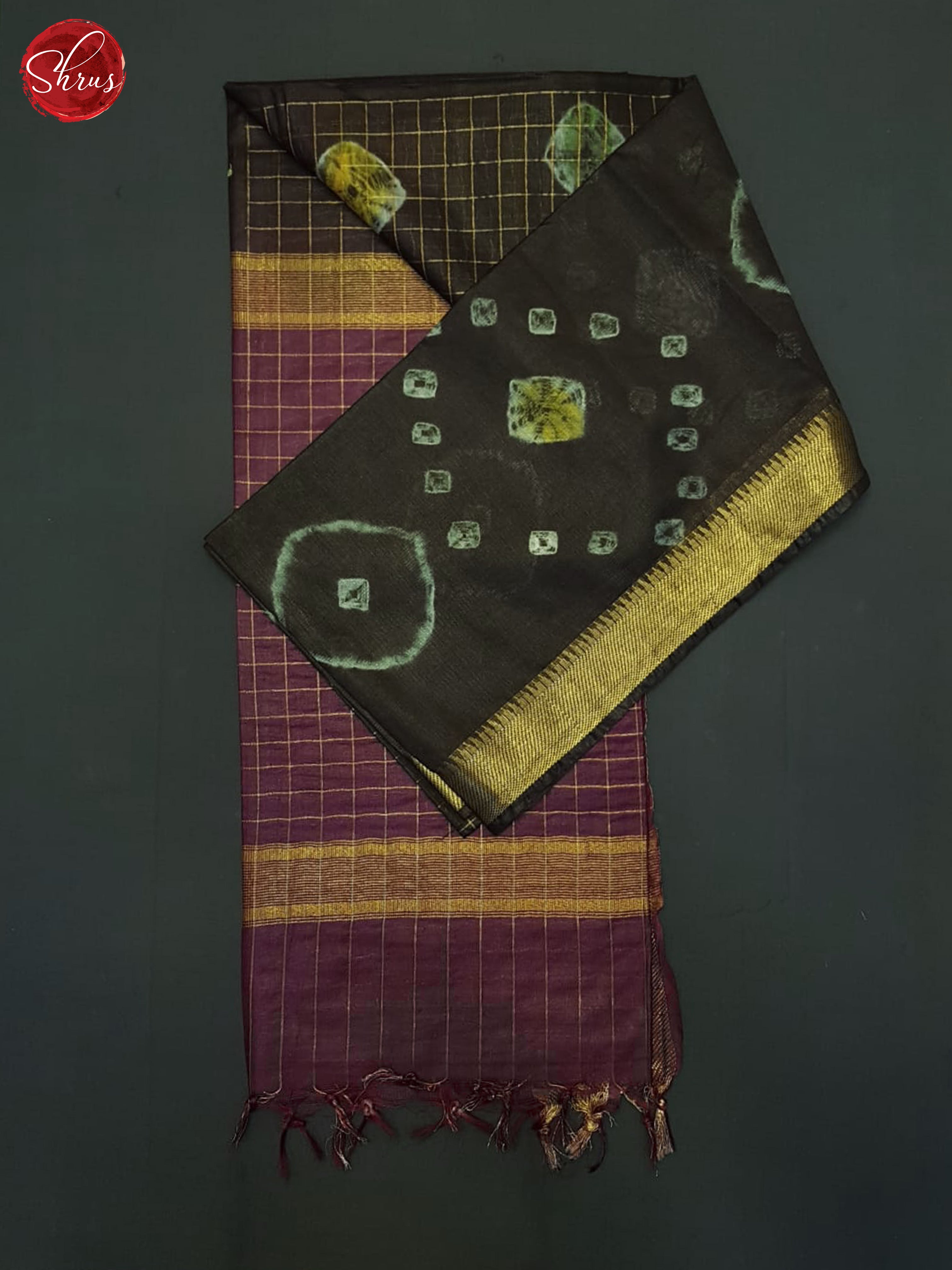 Brown And Wine- Shibori Saree - Shop on ShrusEternity.com