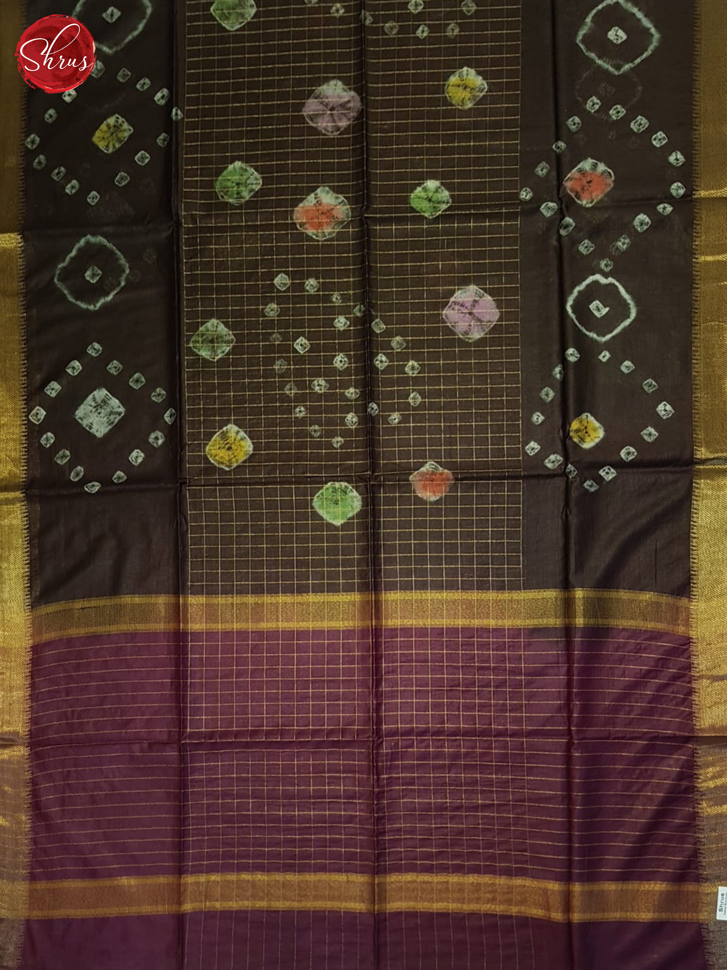 Brown And Wine- Shibori Saree - Shop on ShrusEternity.com