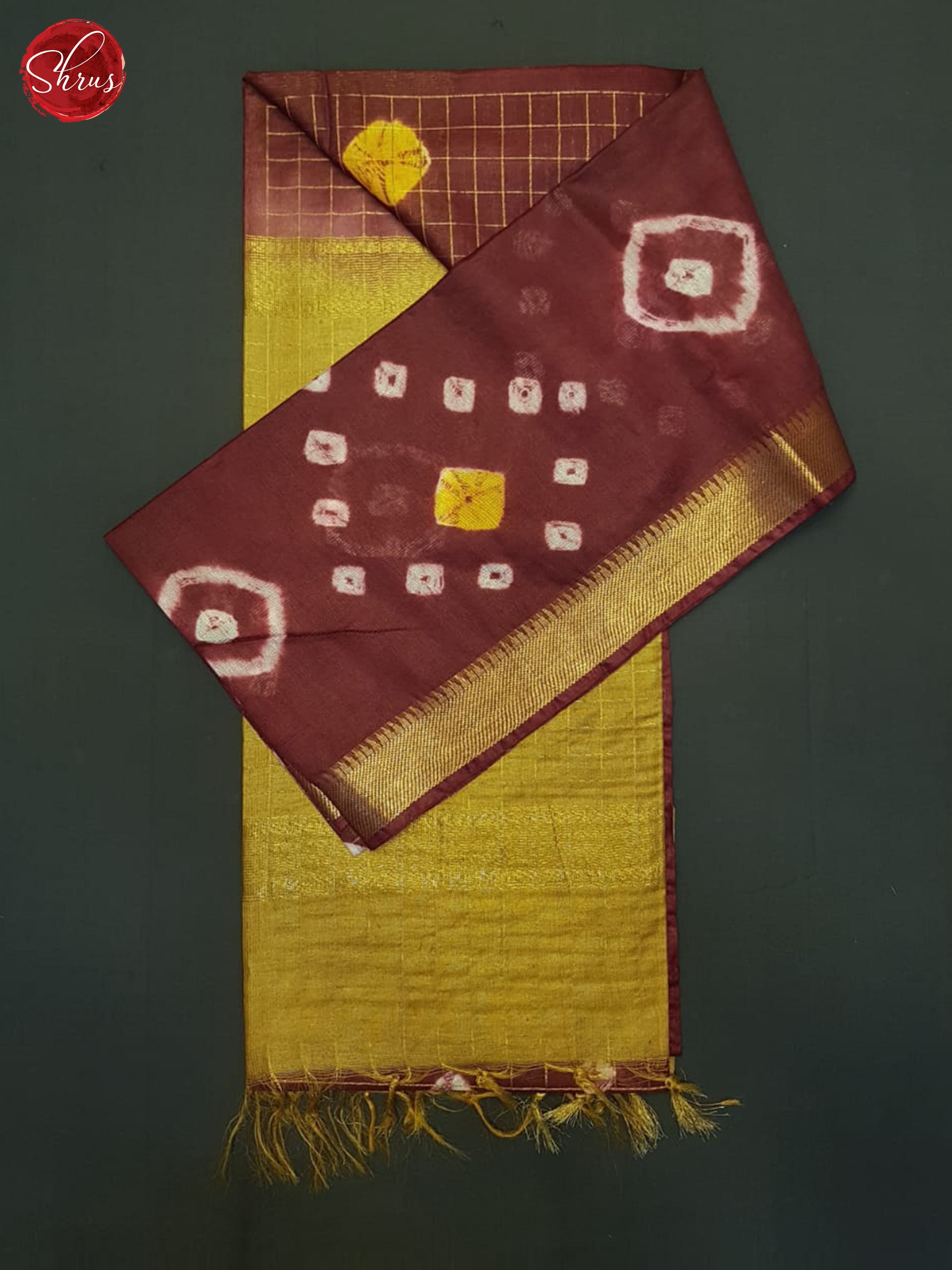 Maroon And Mustard- Shibori Saree - Shop on ShrusEternity.com