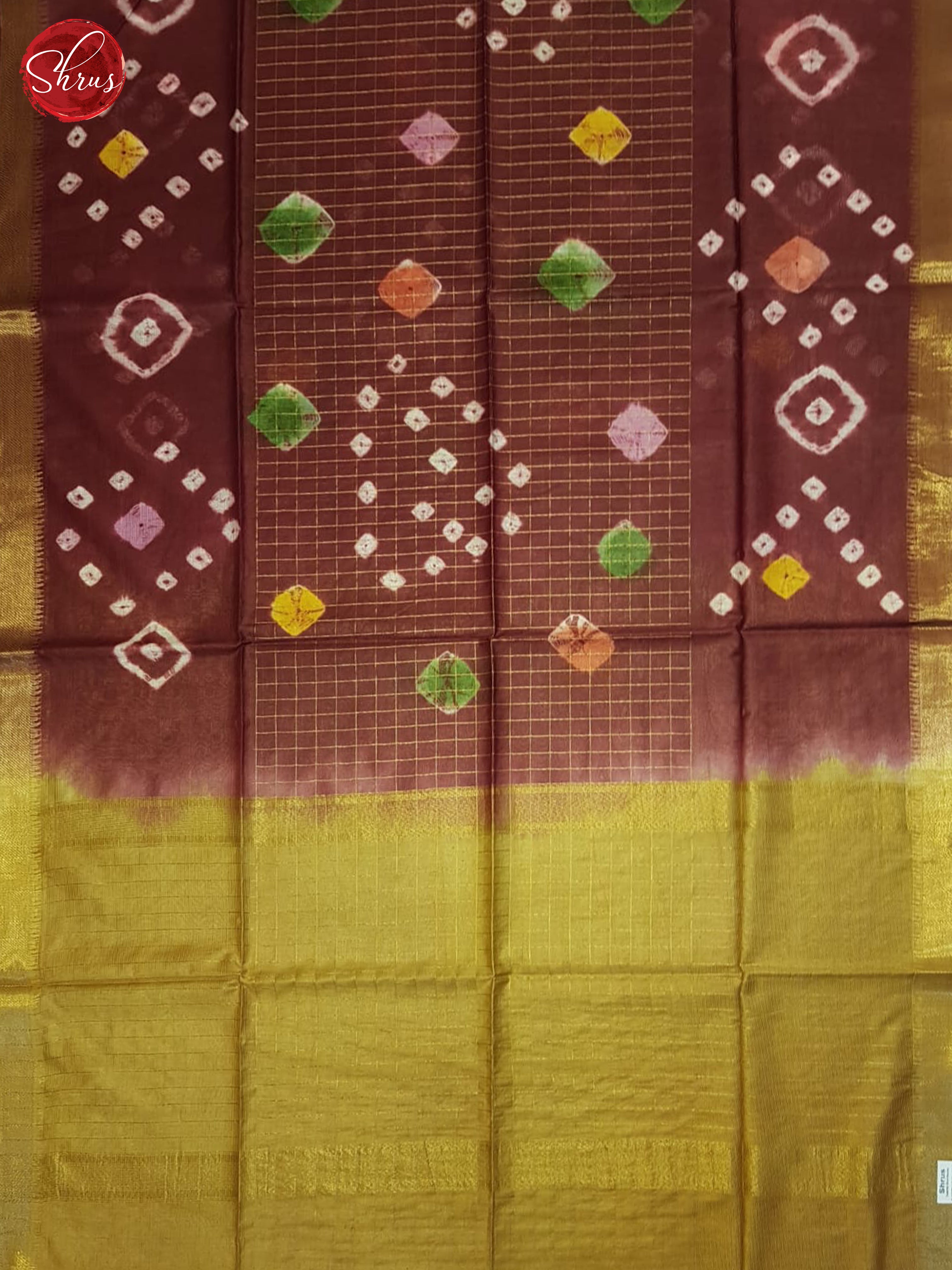 Maroon And Mustard- Shibori Saree - Shop on ShrusEternity.com