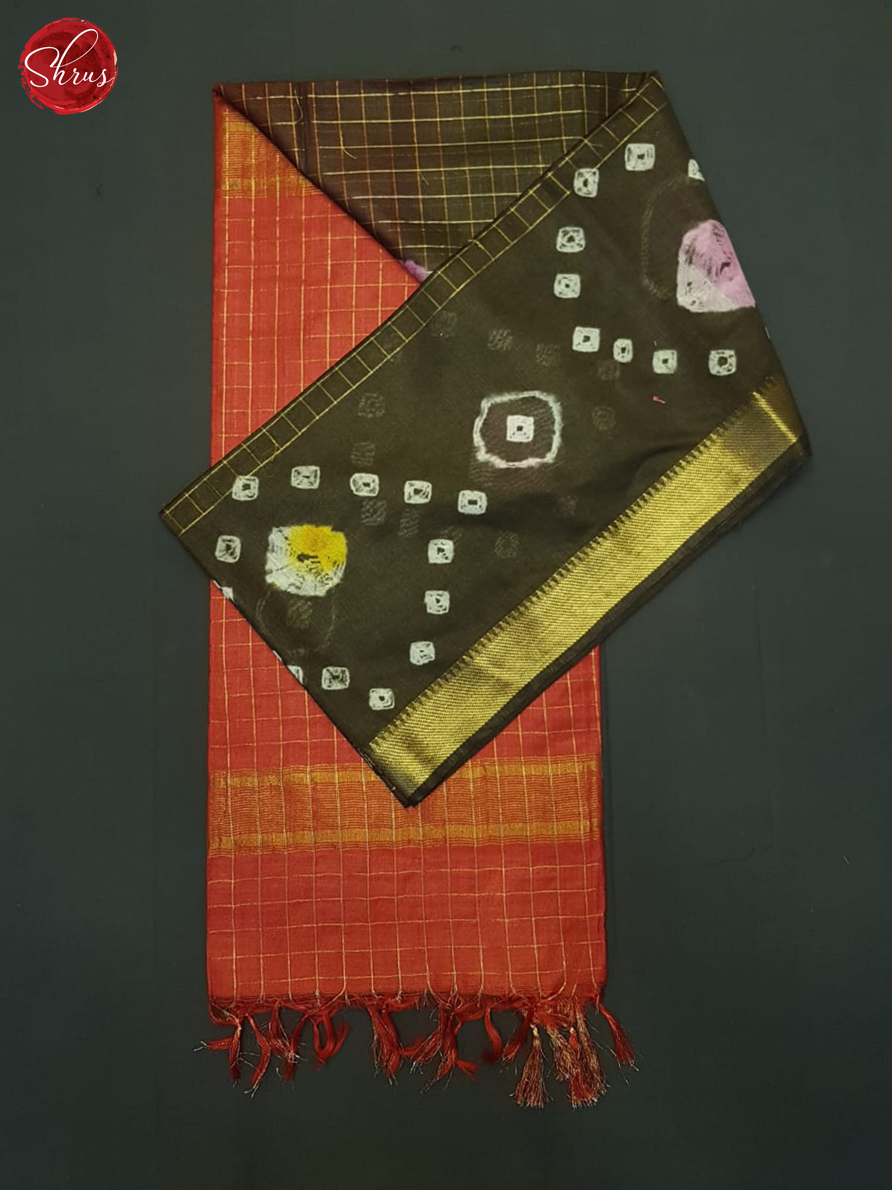 Brown And Red- Shibori Saree - Shop on ShrusEternity.com