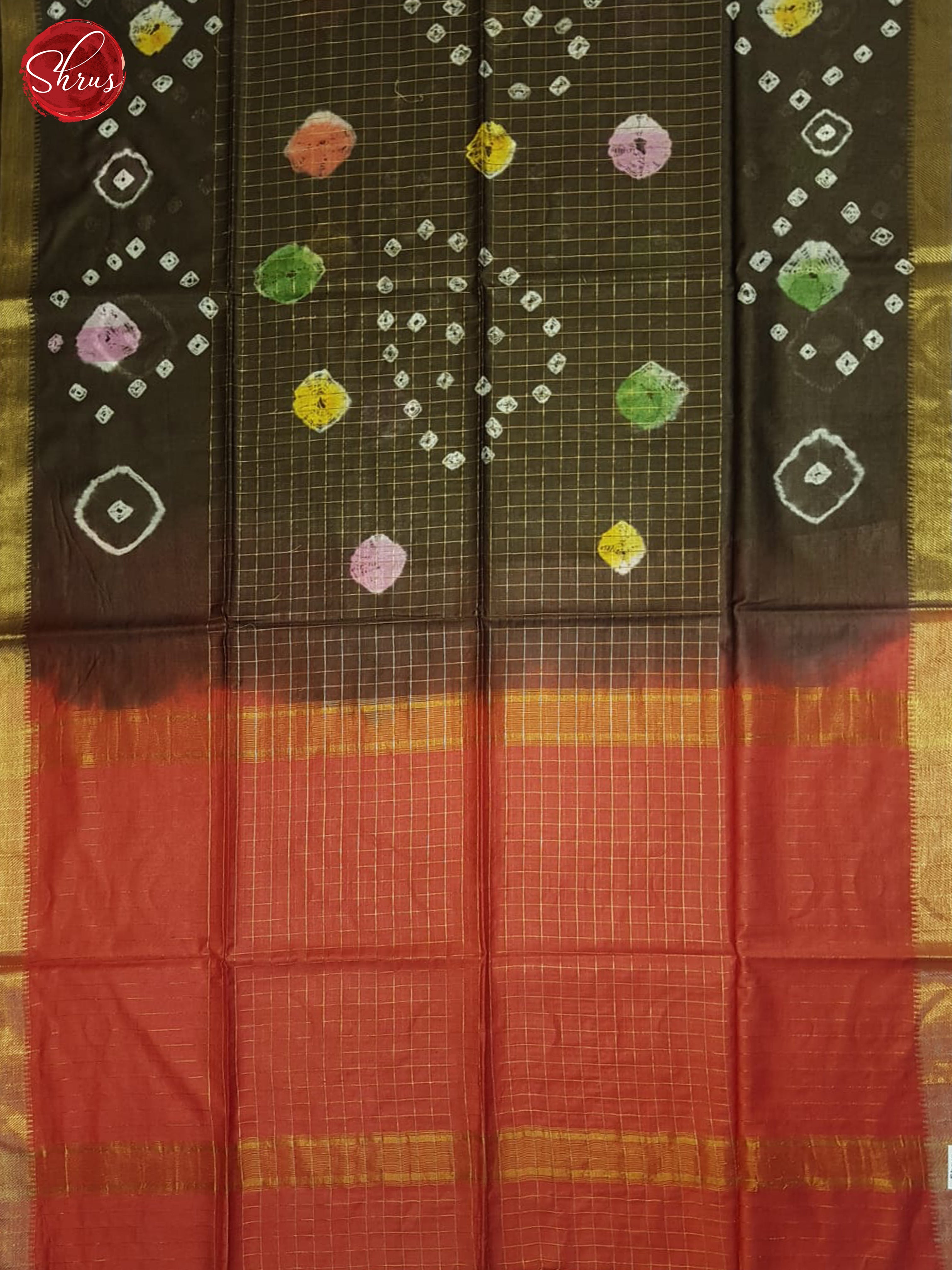 Brown And Red- Shibori Saree - Shop on ShrusEternity.com