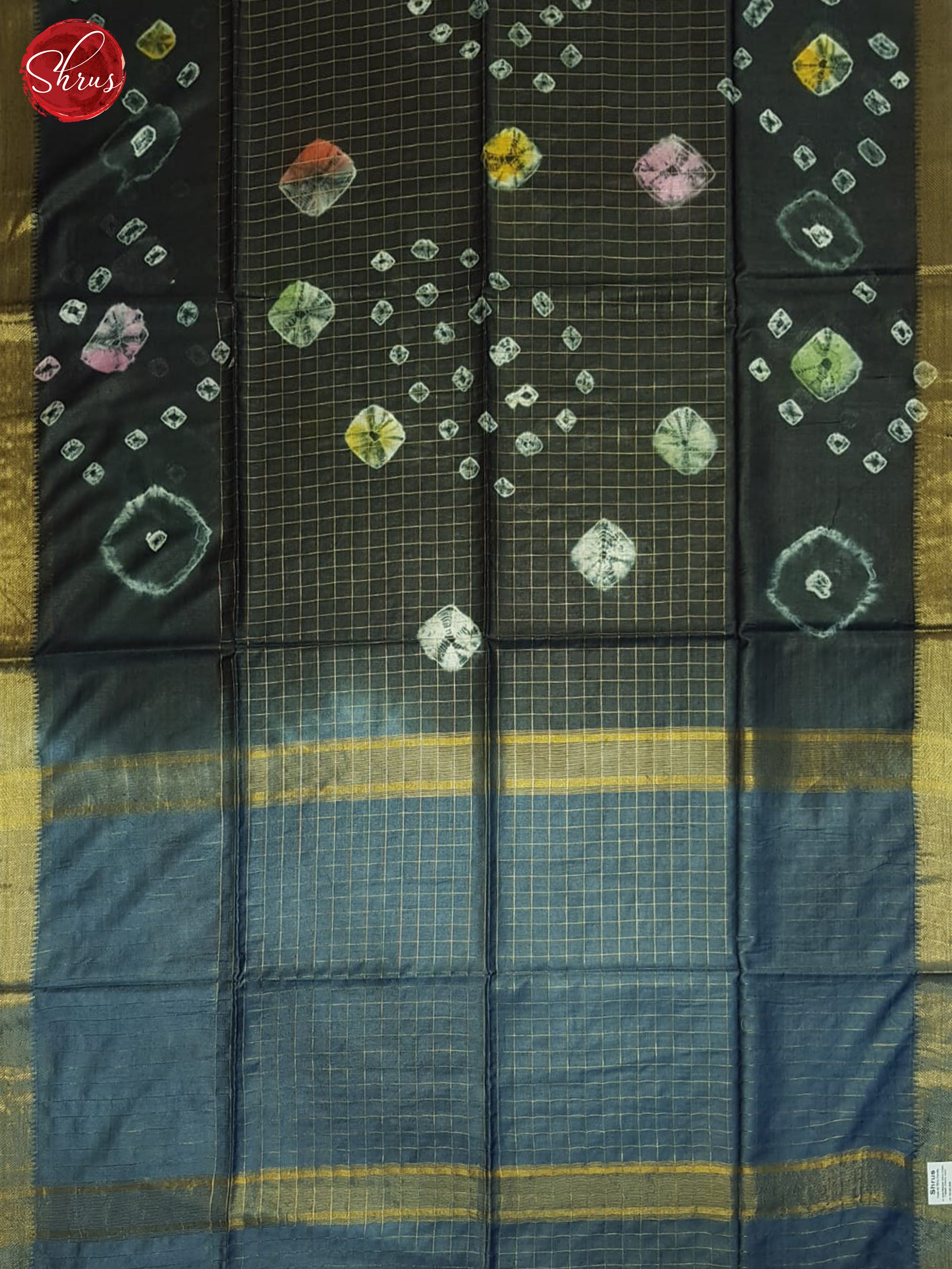 Black & Grey - Shibori Saree - Shop on ShrusEternity.com