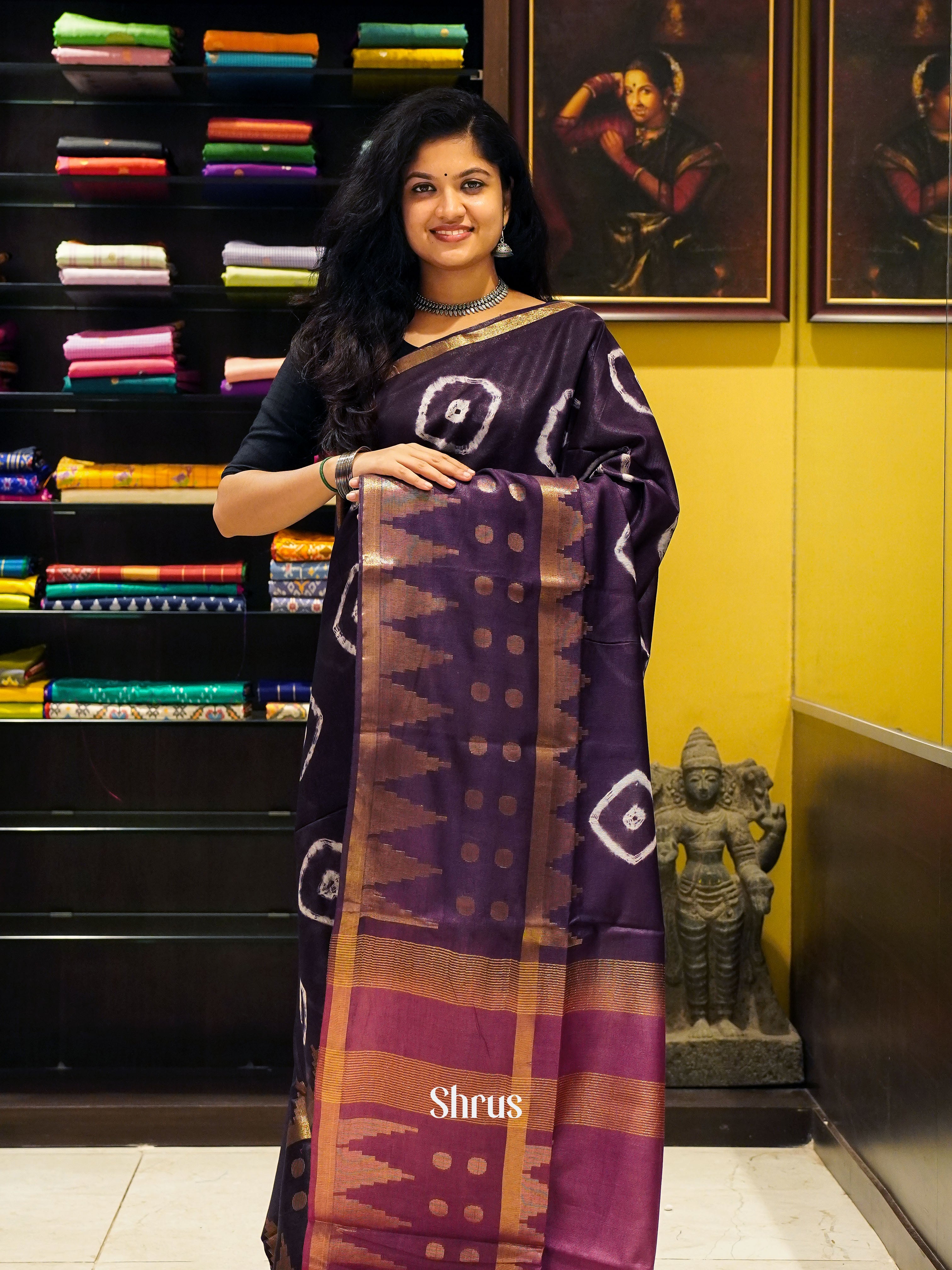 Violet & Purple -Shibori Saree - Shop on ShrusEternity.com