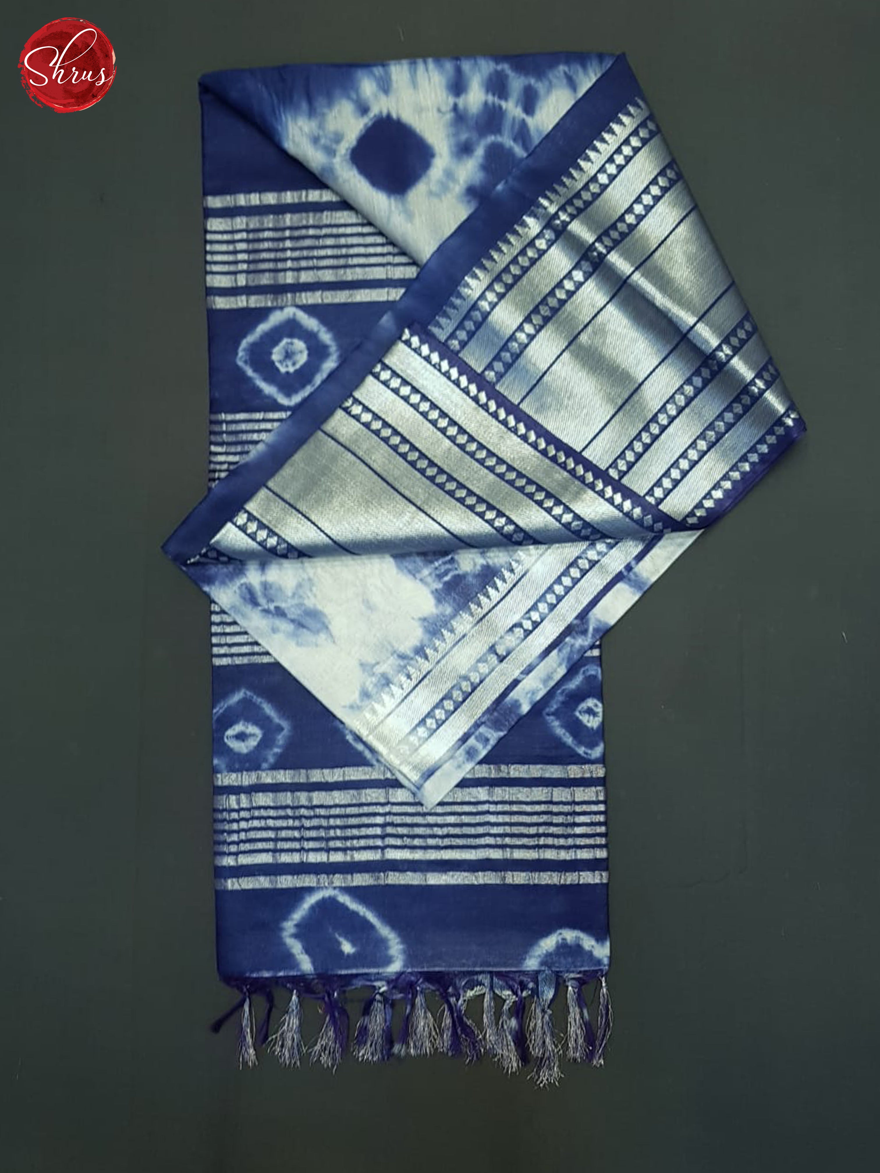 Cream And Blue- Shibori Saree - Shop on ShrusEternity.com